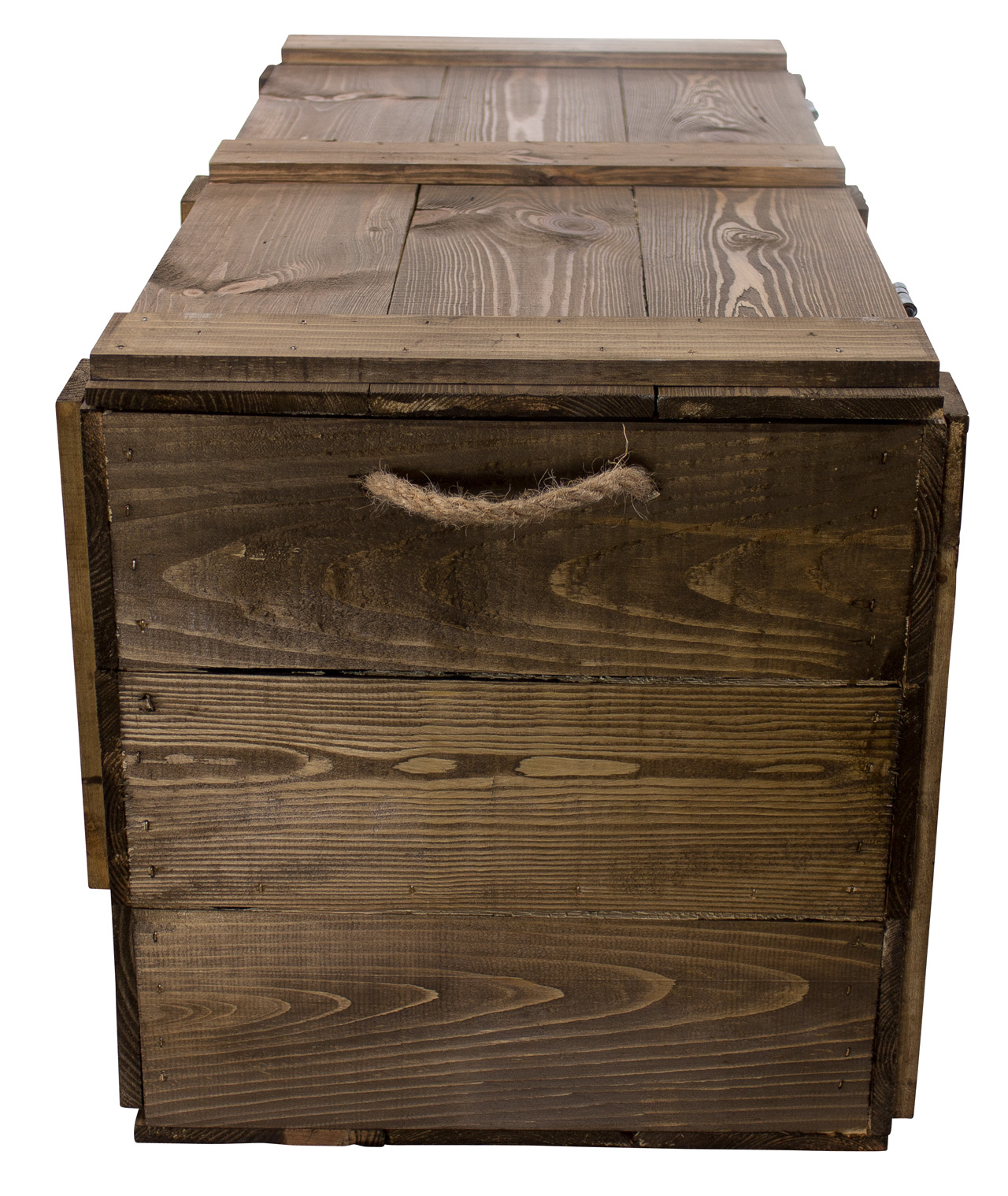 XXL Holztruhe Used mit 2 Schubladen und Kordel 85 x 39 x 40 cm