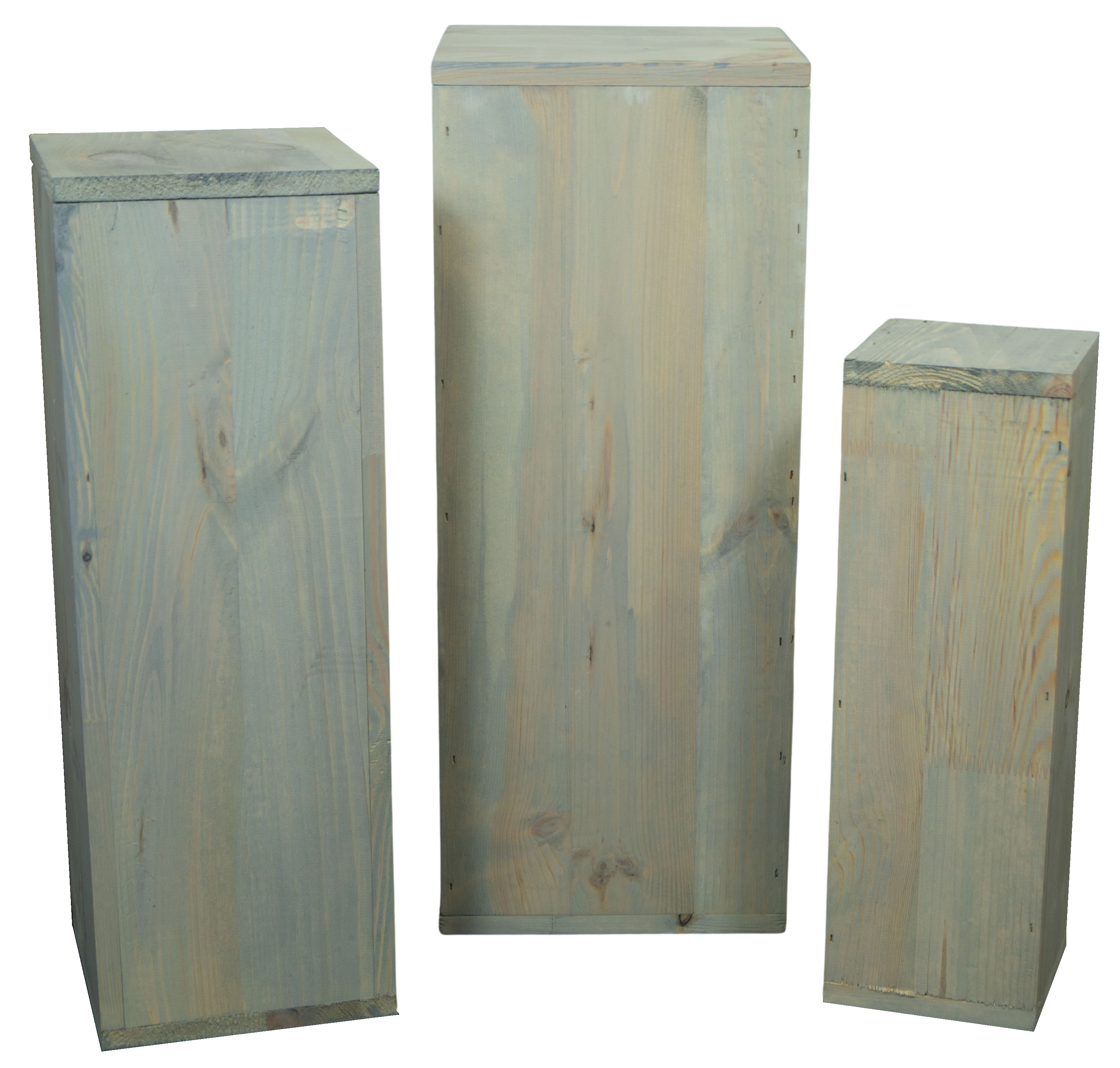 3er Set Dekosäulen viereckig in shabby natur 24x24x60cm 3er Set Dekosäulen viereckig in shabby natur 24x24x60cm