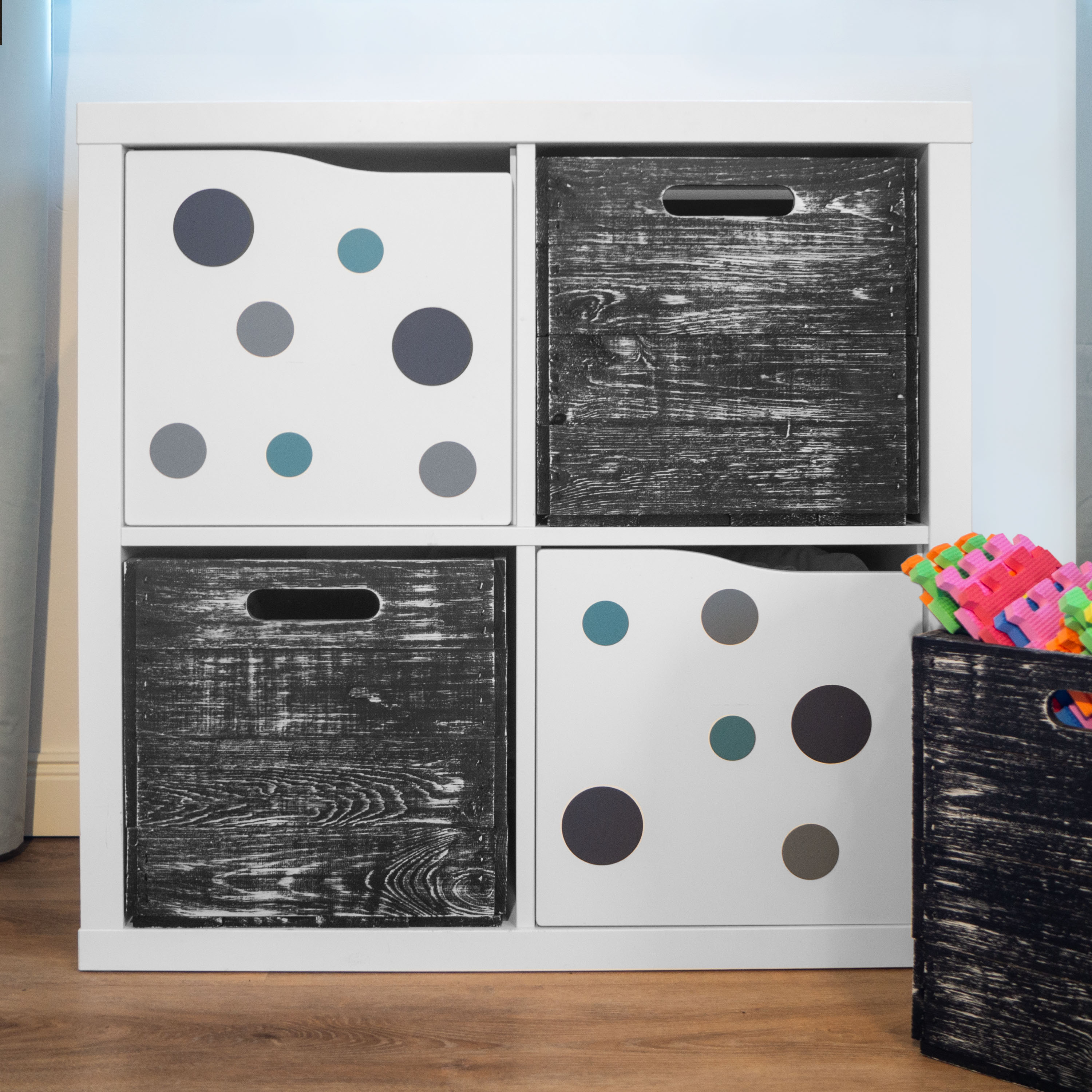 4er Set - Holzkiste "shabby schwarz" 33x37,5x32,5cm