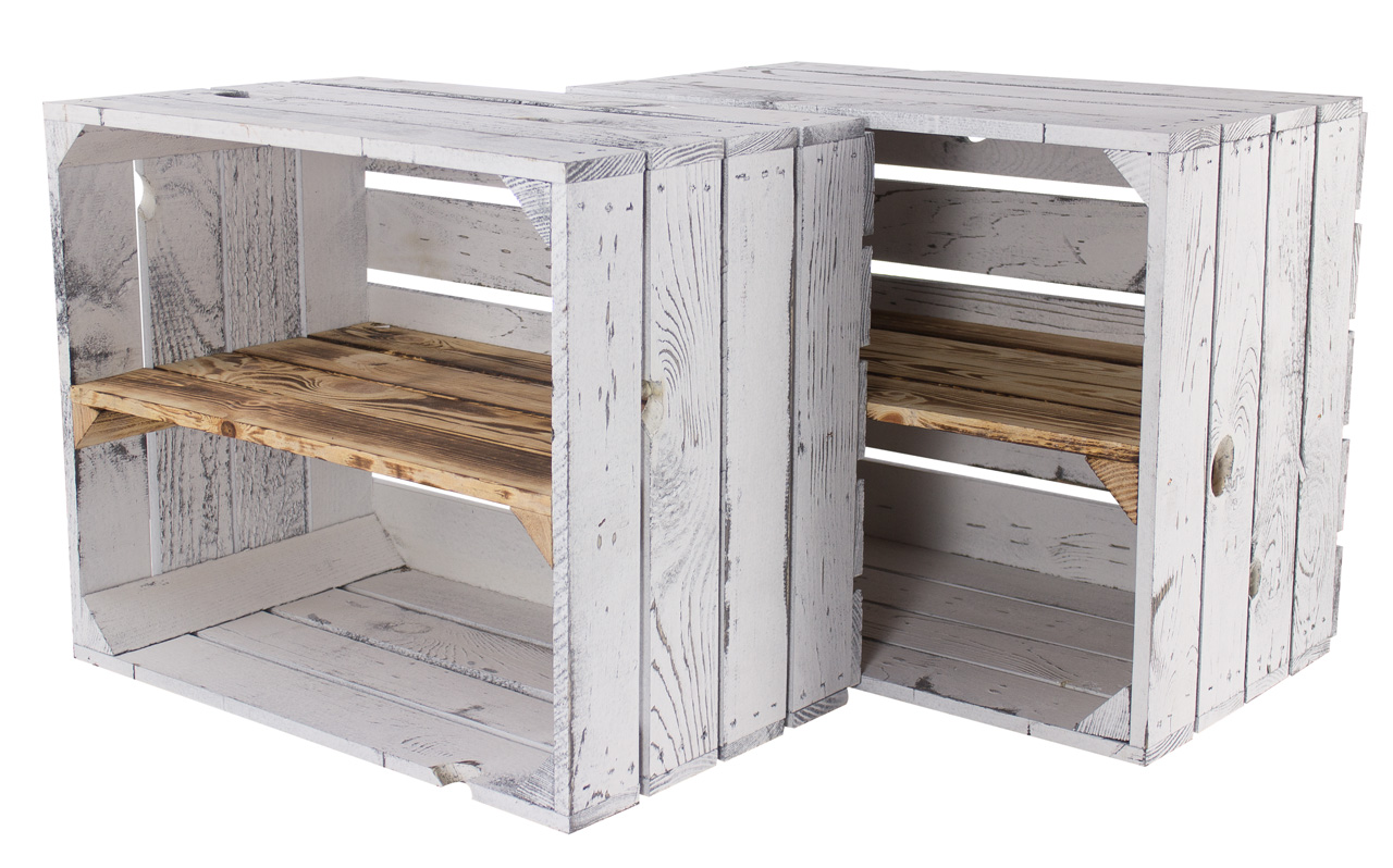 Regalkiste im Vintage Design "shabby white - geflammt" 50x40x30cm Regalkiste im Vintage Design "shabby white - geflammt" 50x40x30cm