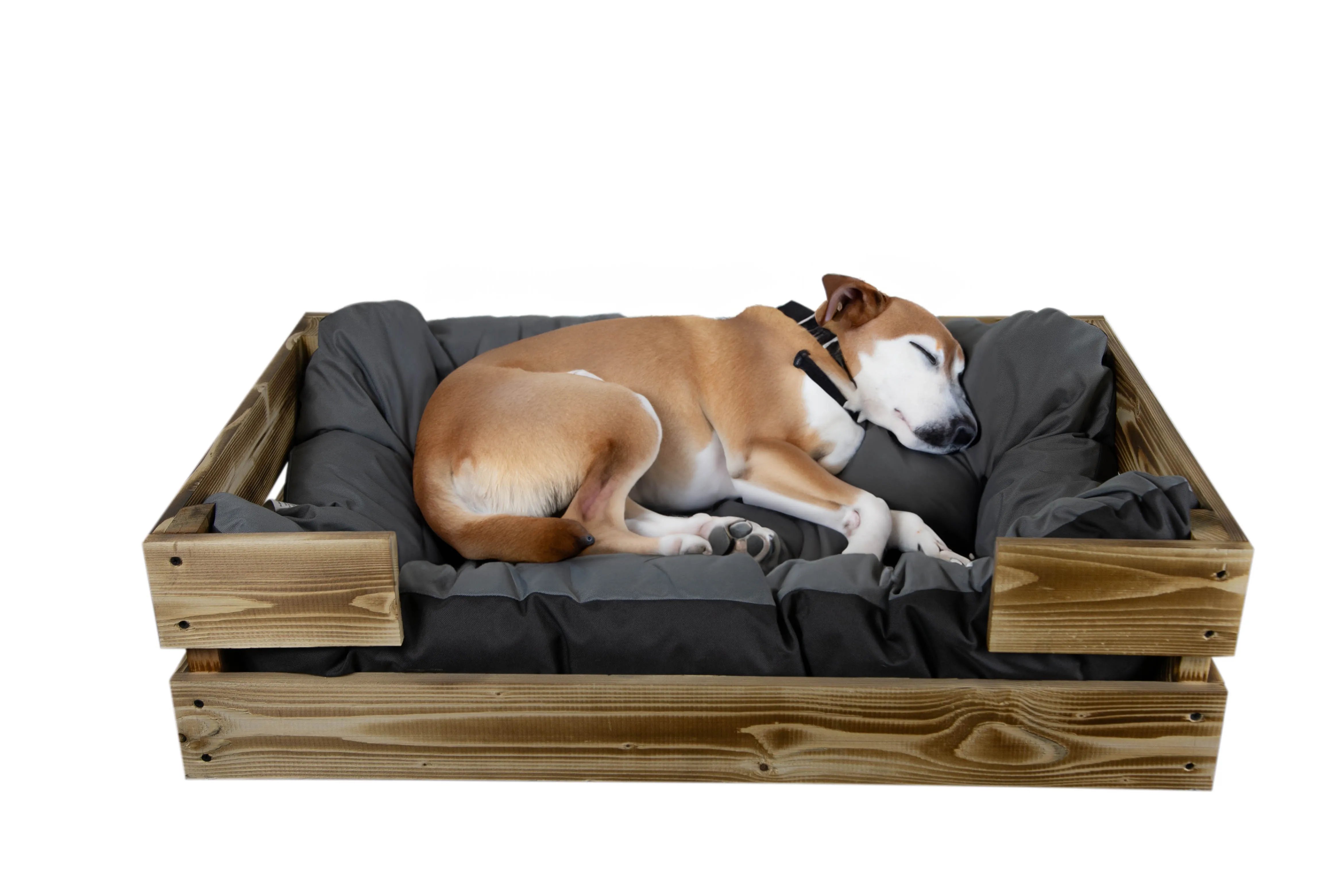 Hundebett Rocky geflammt optional mit Kissen 80x50x21cm Grau