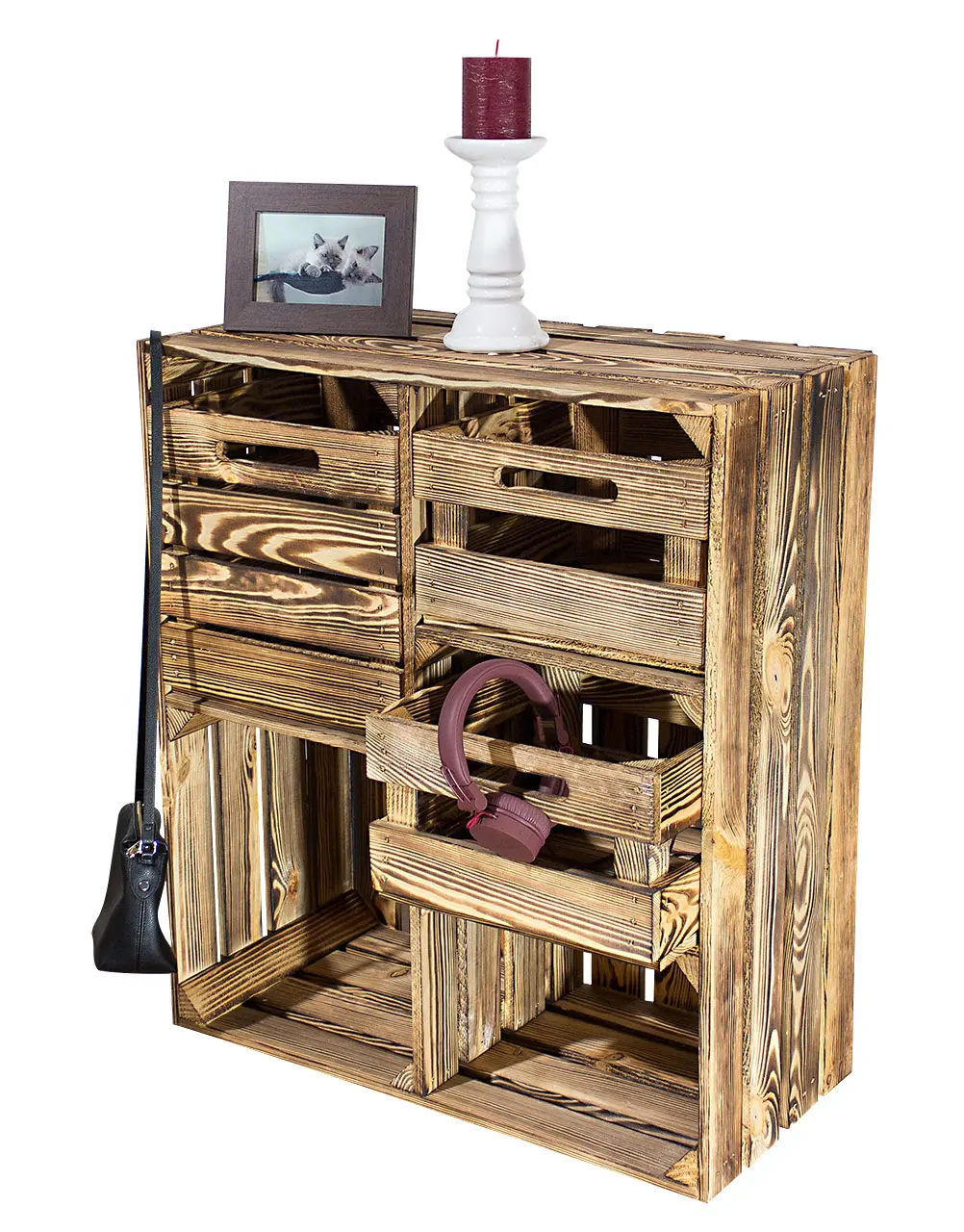 Geflammter Hochschrank + 3 Schubladen 77x68x33cm Geflammter Hochschrank + 3 Schubladen 77x68x33cm