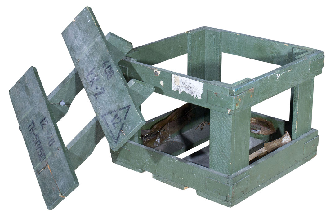 Historische kleine Munitionskiste in grüner optik 40x40cm
