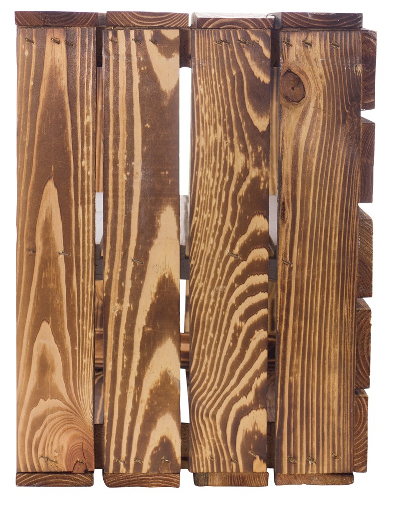 Geflammte Holzkiste mit weißen Mittelbrett -längs- 50x40x30cm
