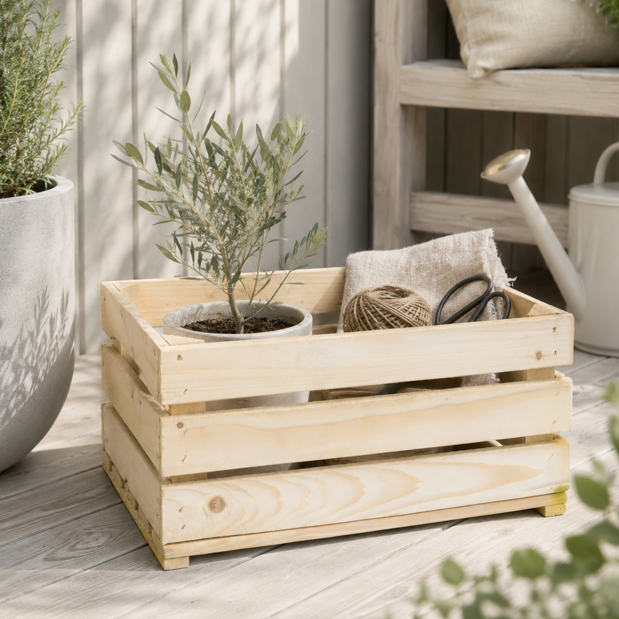 Holzkiste LASSE – Dekorative Aufbewahrungs- und Regalkiste aus Holz in Natur oder geflammt, 40 × 30 × 20 cm Natur