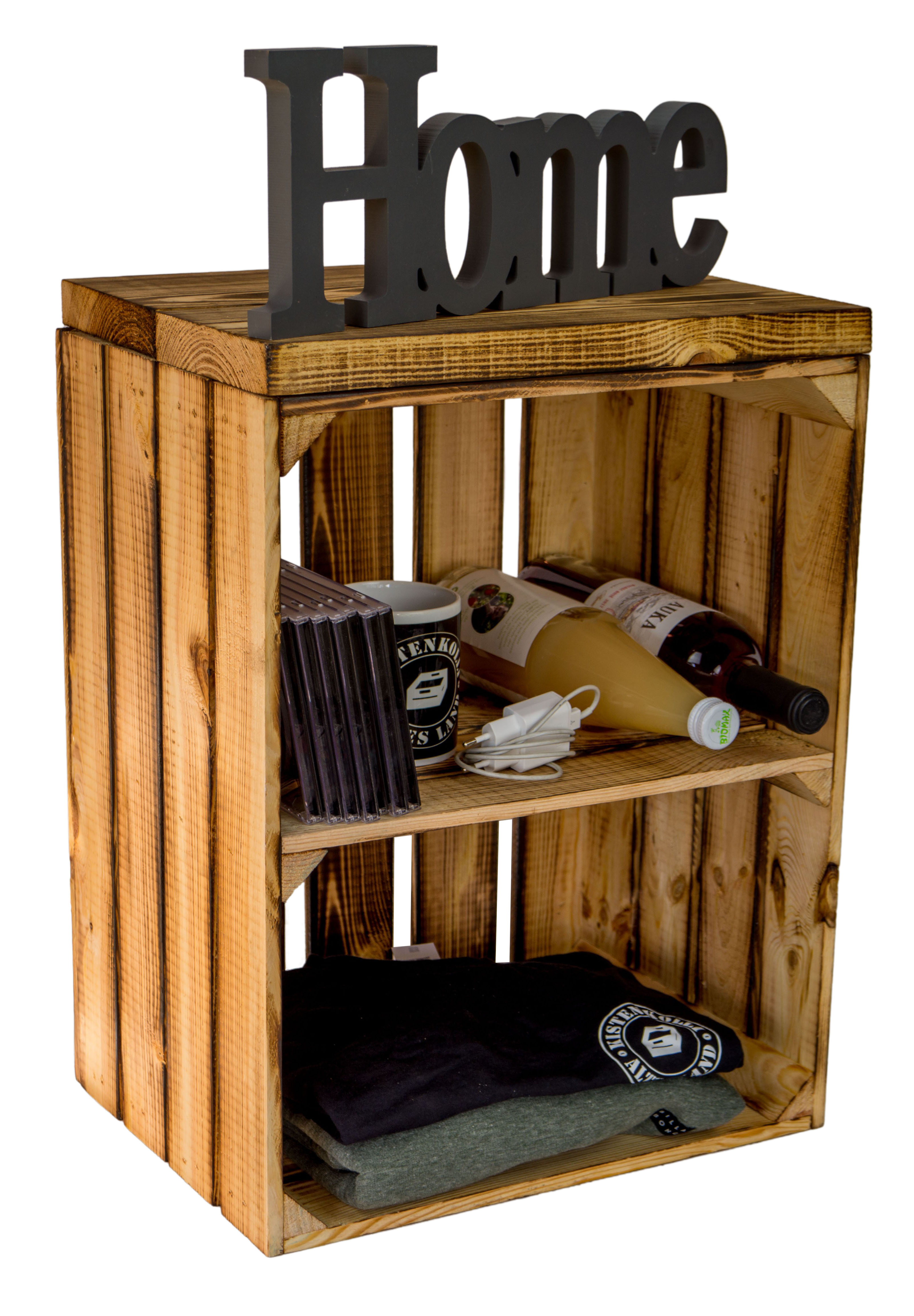 Sitzkiste Anne geflammt Quer Sitzfläche aus dicken geflammten Holzplanken Sitzkiste Anne geflammt Quer Sitzfläche aus dicken geflammten Holzplanken