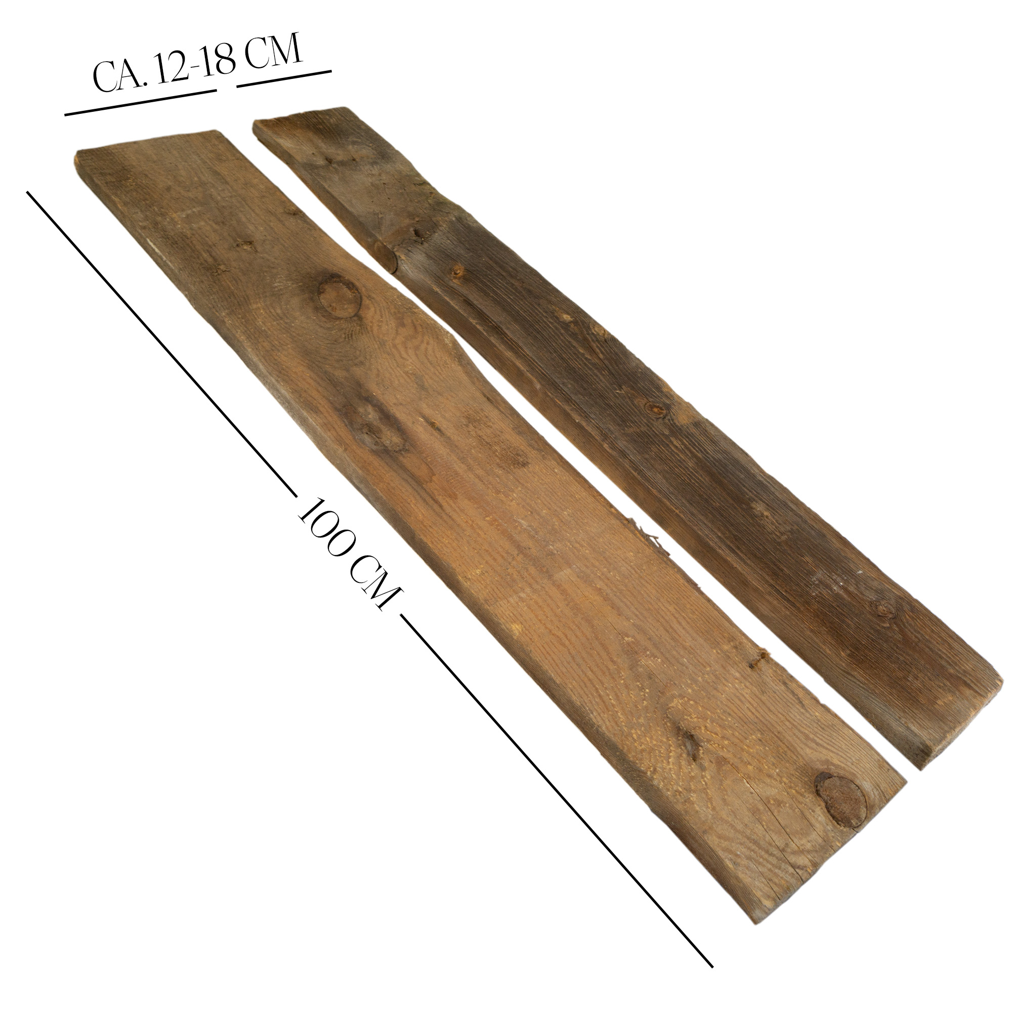 2er Set Holzplanken 100 Jahre alt 100 x 12-18cm 2er Set Holzplanken 100 Jahre alt 50 x 18-22cm