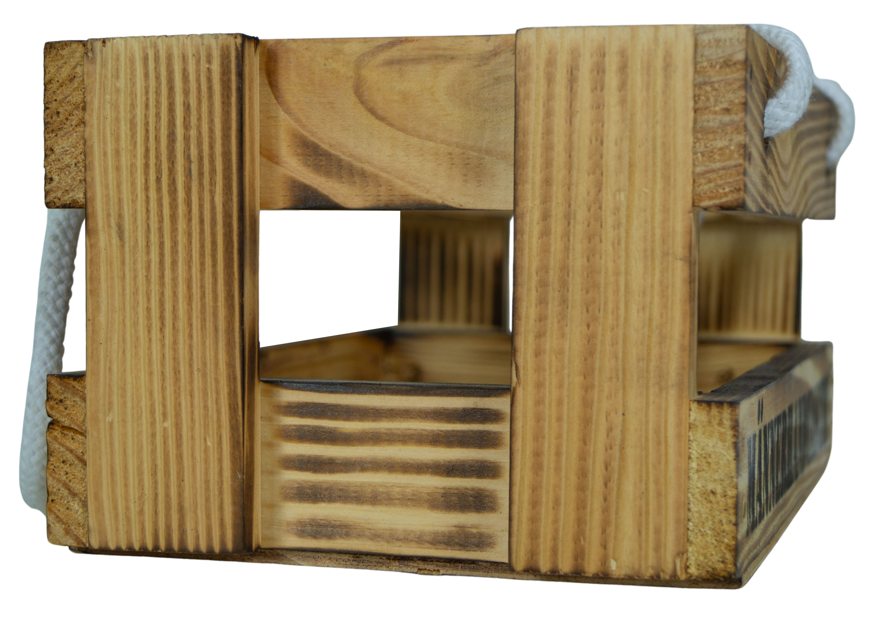 Holzkiste mit Griffbändern Männerhandtasche in geflammt mit Platz für bis zu 6 Getränke Holzkiste mit Griffbändern Männerhandtasche in geflammt mit Platz für bis zu 6 Getränke