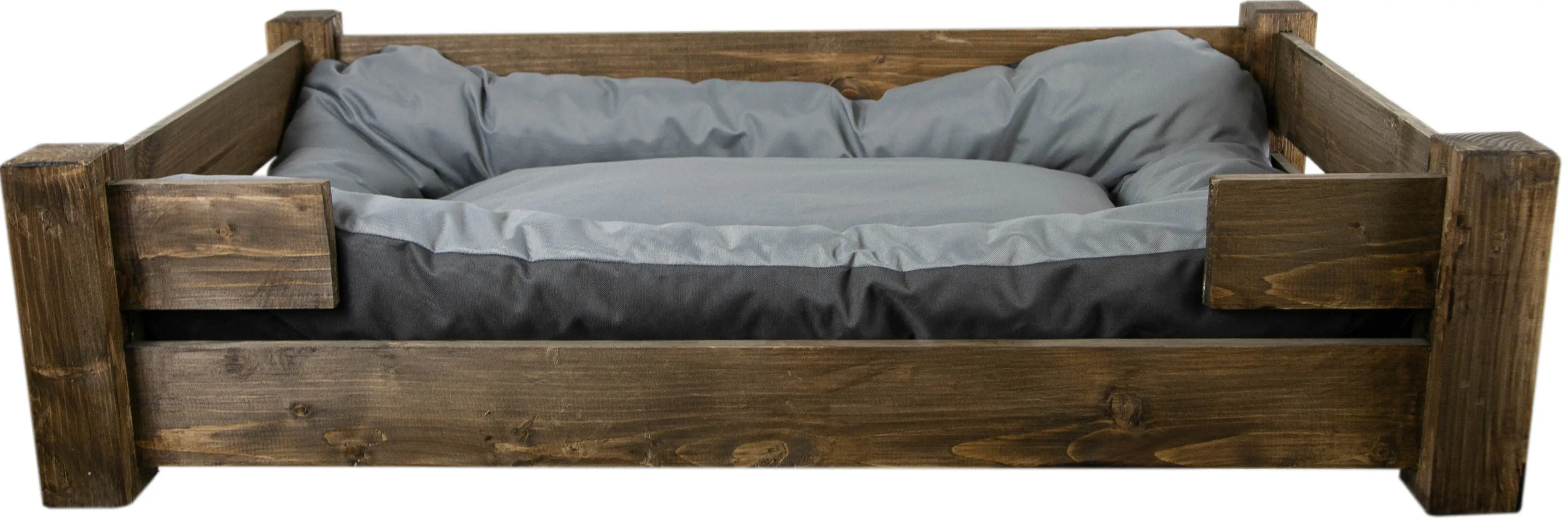 Hundebett Winston XXL Palisander mit Füßen mit Kissen grau 100x60x25cm