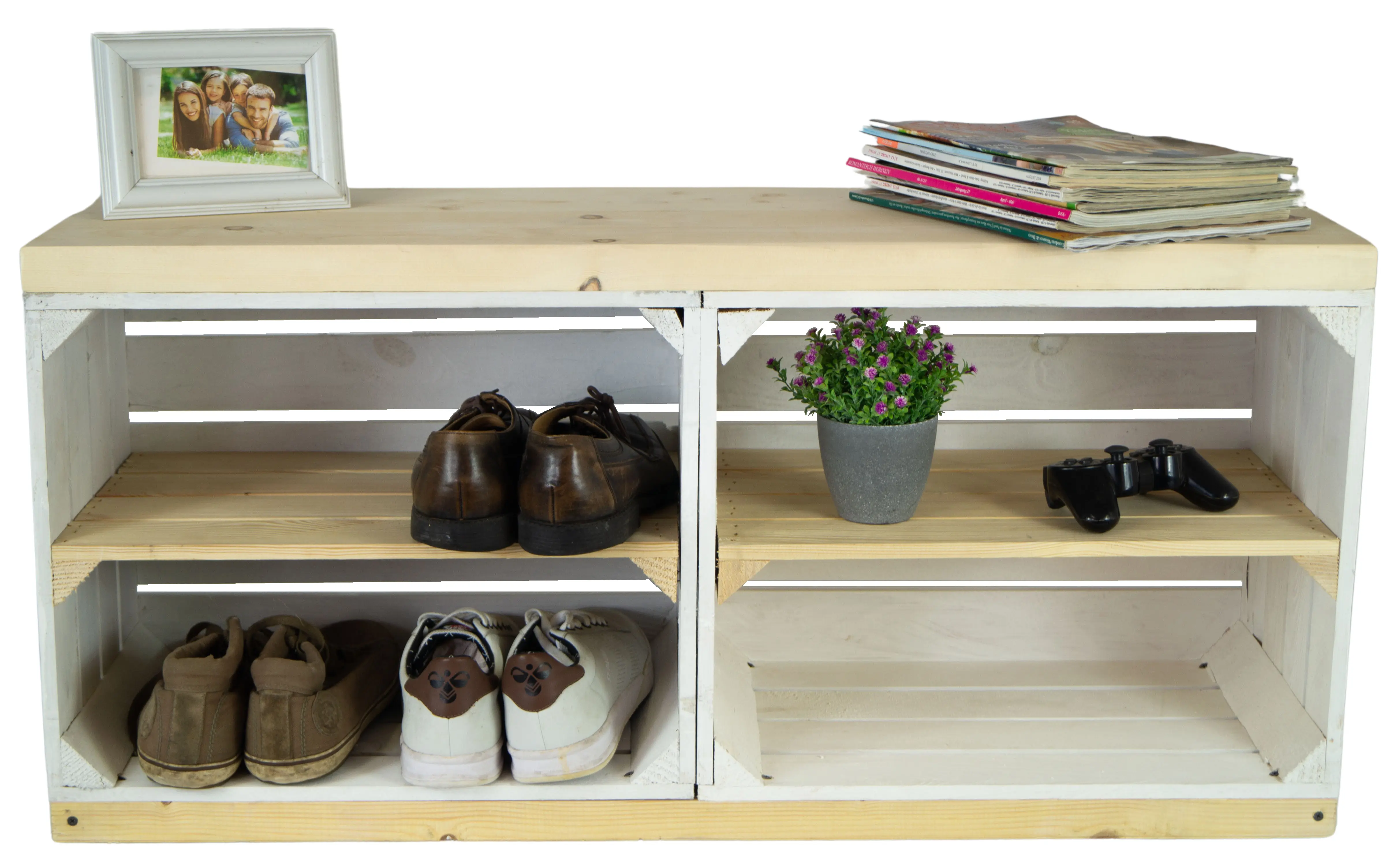 TV-Schrank aus Regalkisten in weiß auf Rollen 100x30x50cm