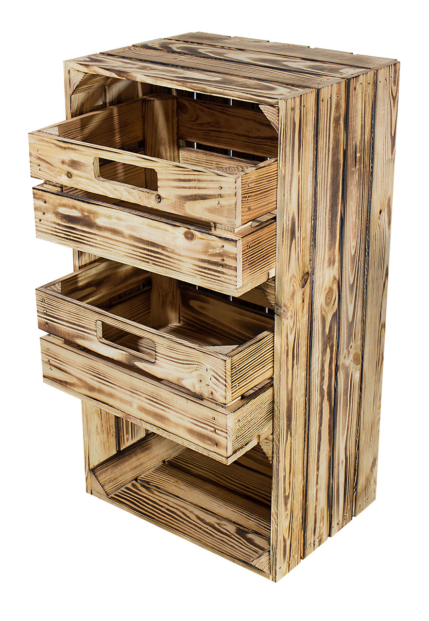 Geflammte schmale Regalkiste mit Schublade 68x40x31cm Geflammte schmale Regalkiste mit Schublade 68x40x31cm