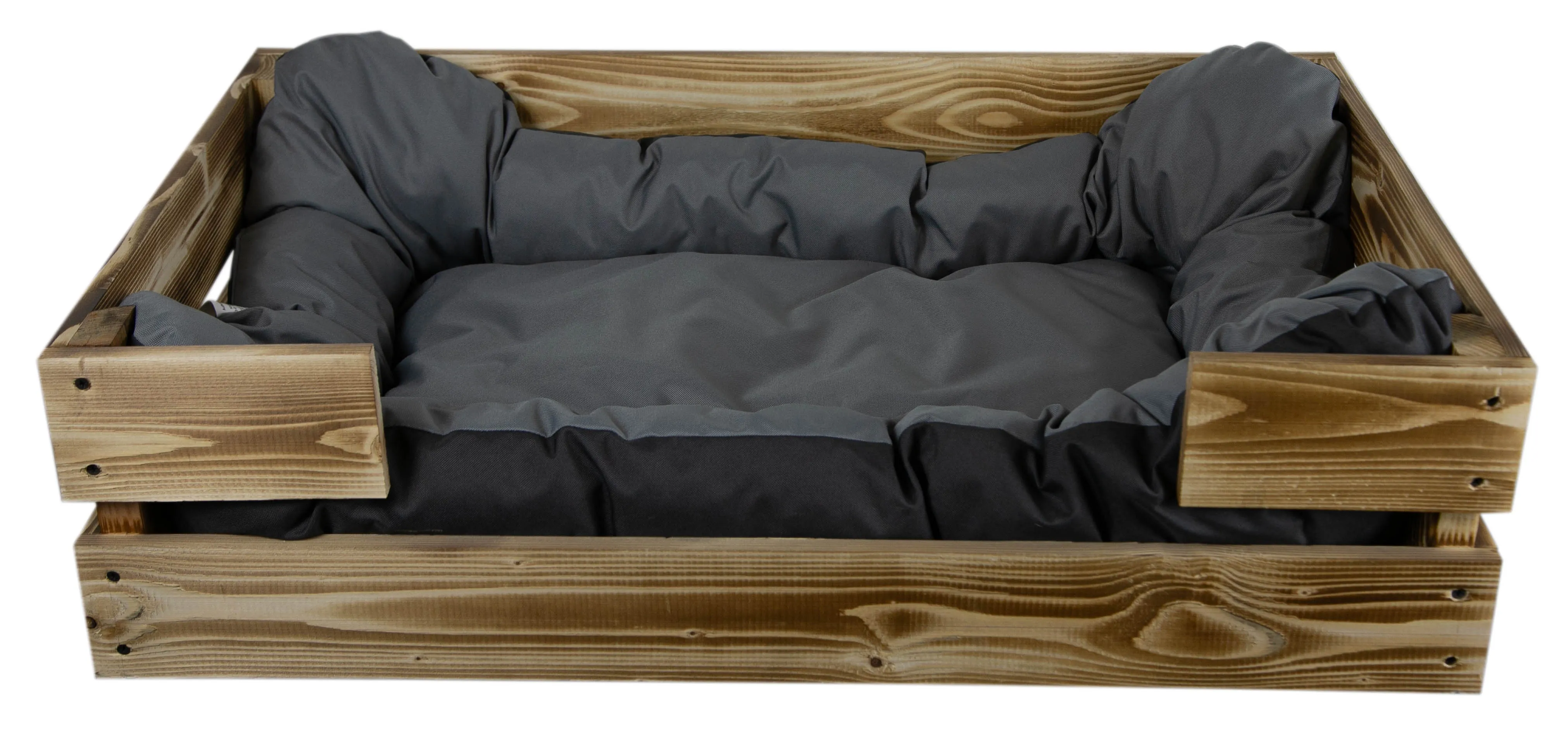 Hundebett Rocky geflammt optional mit Kissen 80x50x21cm Grau