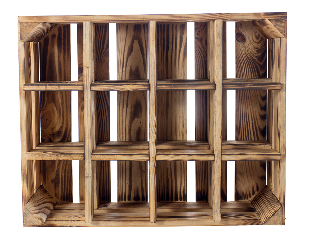 Geflammtes Weinregal mit Platz für 12 Flaschen 50x23x40cm