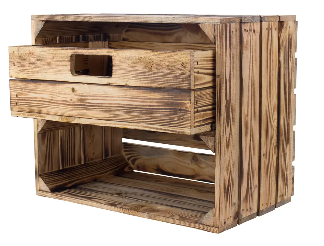 Geflammte Kiste mit Schublade 50x40x30cm Geflammte Kiste mit Schublade 50x40x30cm