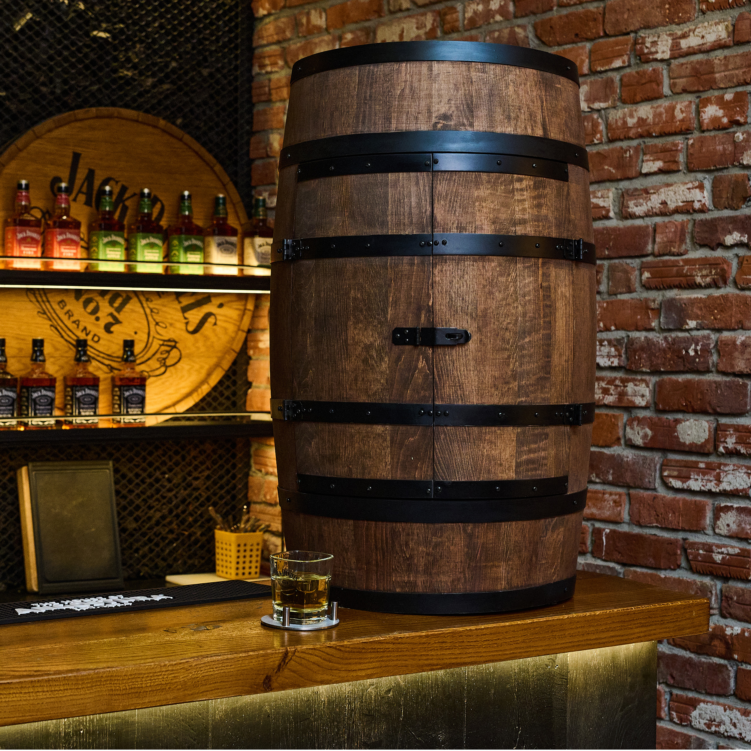Holzfass mit Türen in Farbton Wenge Hausbar mit LED – Weinregal & Flaschenständer, Bar oder Partykeller – ca. 80 cm Ohne LED Holzfass mit Türen in Farbton Wenge Hausbar mit LED – Weinregal & Flaschenständer, Bar oder Partykeller – ca. 80 cm Ohne LED