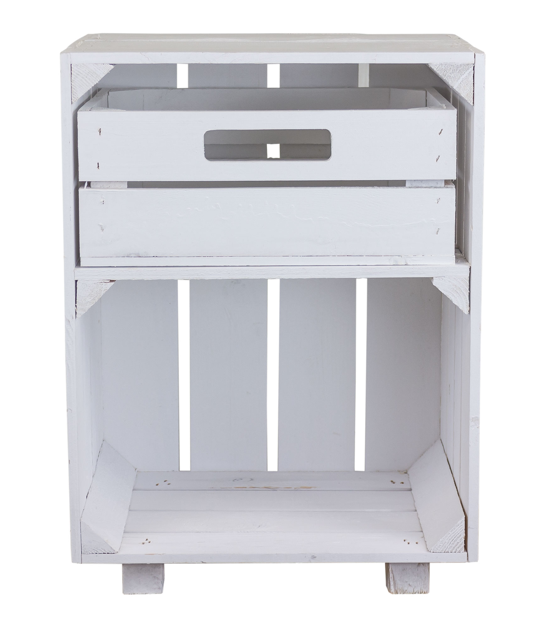 Weißer Nachttisch mit Schublade und Füßen 30,5x40x54cm