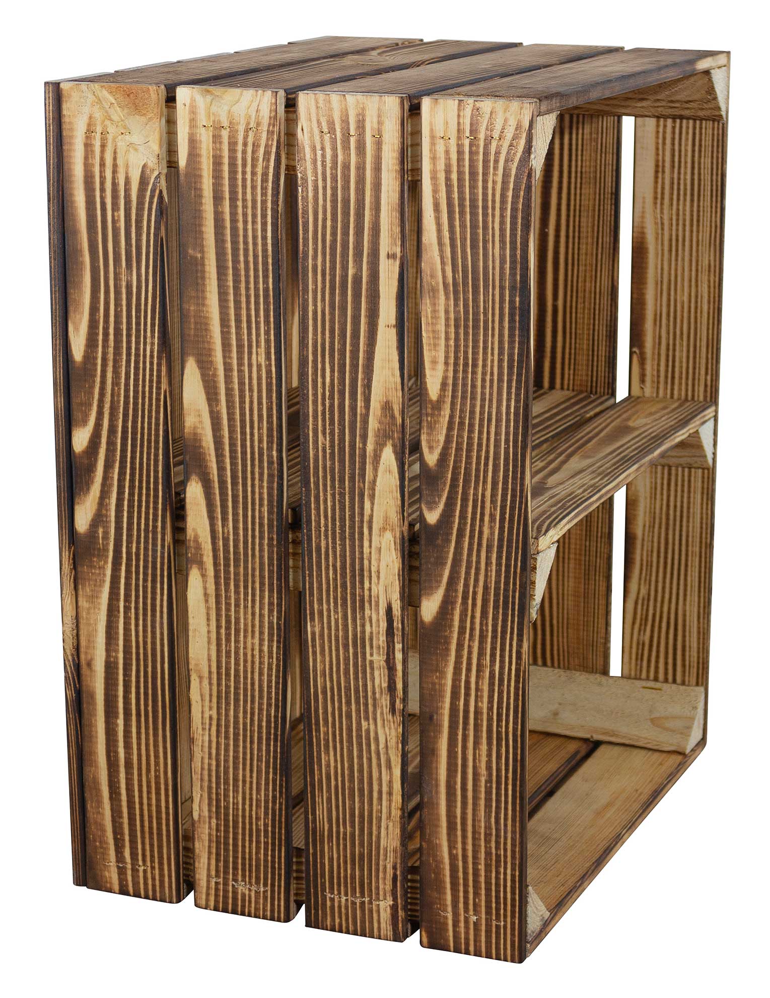 Geflammte Kiste für Schuh-und Bücherregal "quer" 50x40x30cm Geflammte Kiste für Schuh-und Bücherregal "quer" 50x40x30cm