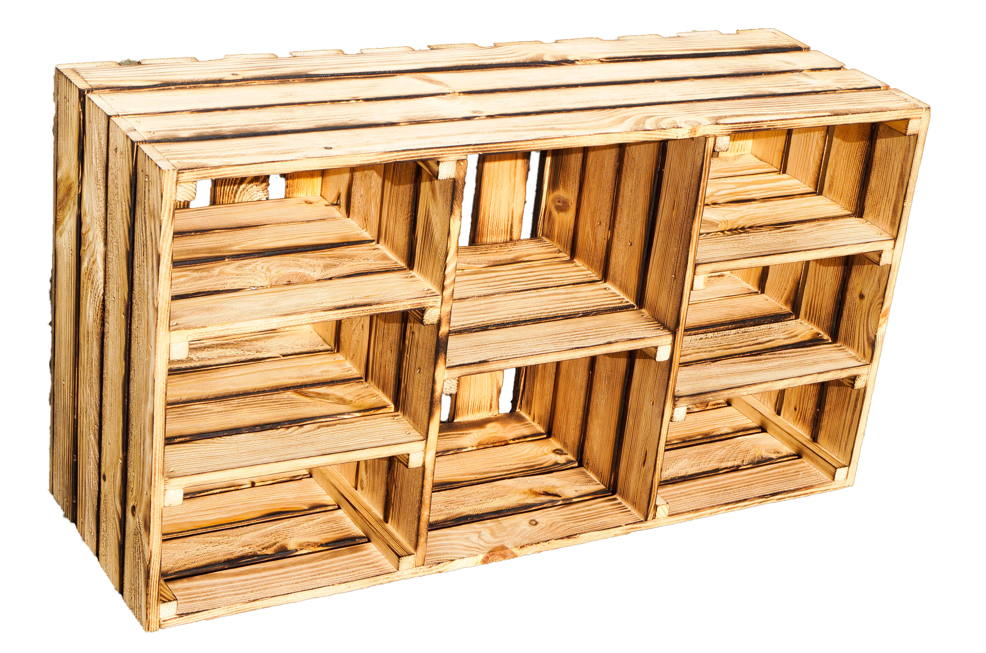 Großes Holzregal Heino geflammt 88x50x30cm Großes Holzregal Heino geflammt 88x50x30cm