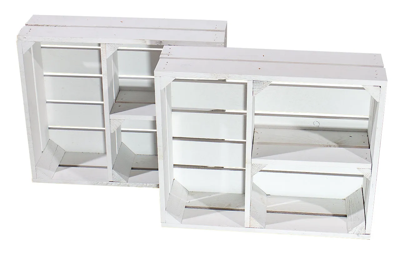 Flache weiße Kiste mit T Trenner 50x40x15cm