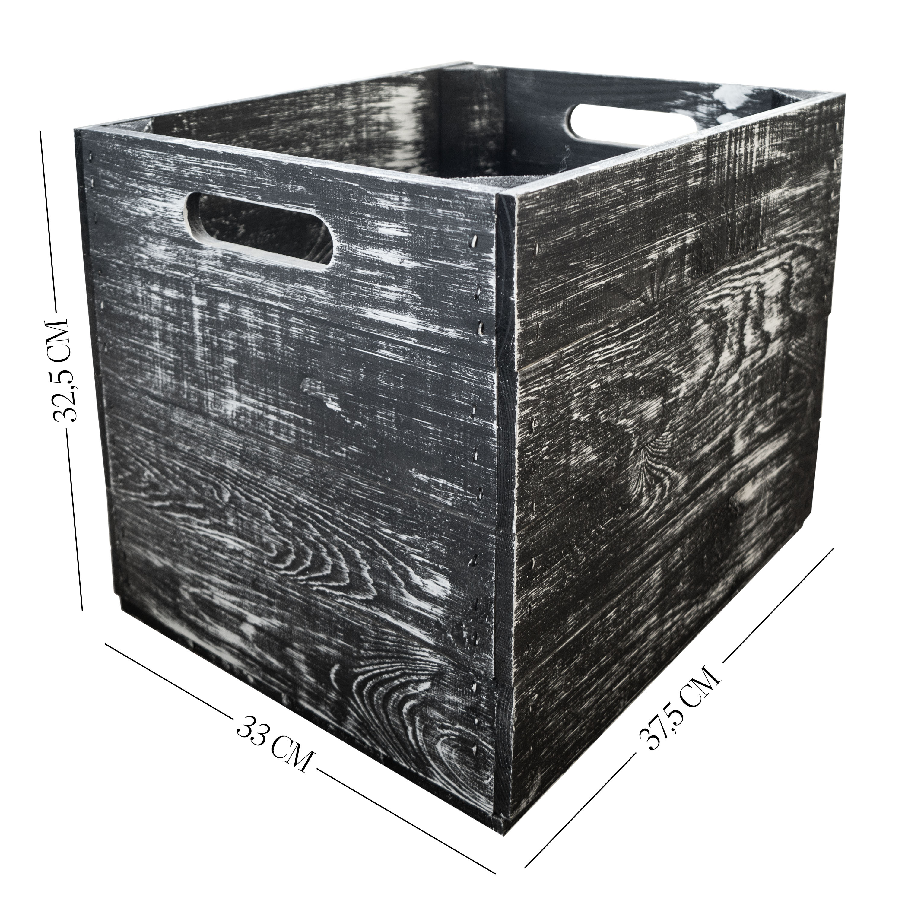 4er Set - Holzkiste "shabby schwarz" 33x37,5x32,5cm
