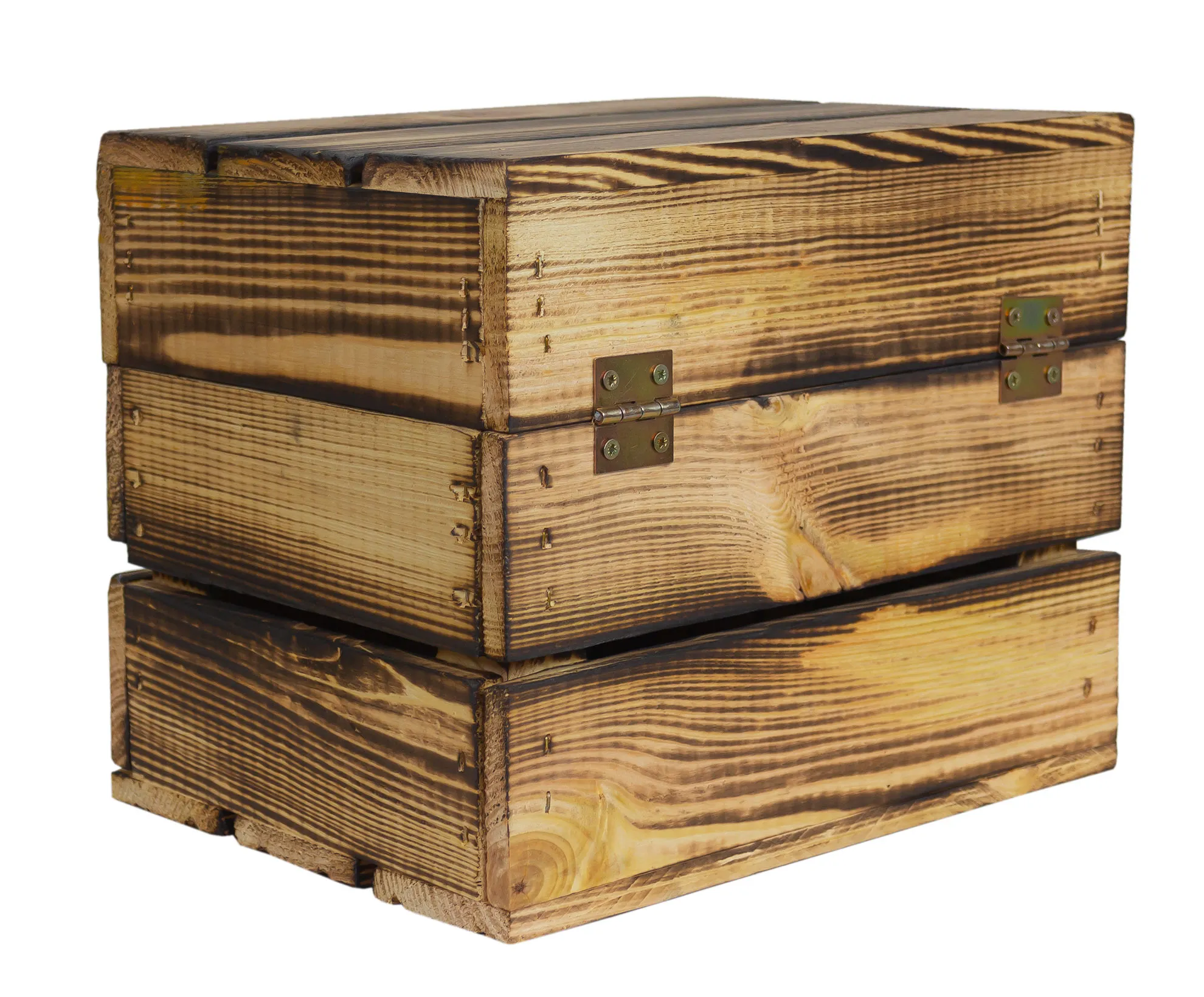Geflammte Holztruhe Assos mit Deckel als Geschenkbox oder Erinnerungskiste