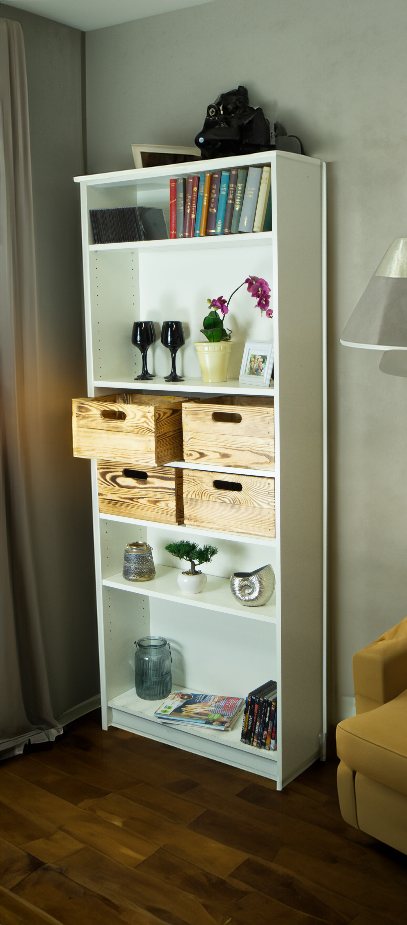 Kleine Einschubkiste passend für Billy-Regale in geflammt 36x25x20cm Kleine Einschubkiste passend für Billy-Regale in geflammt 36x25x20cm