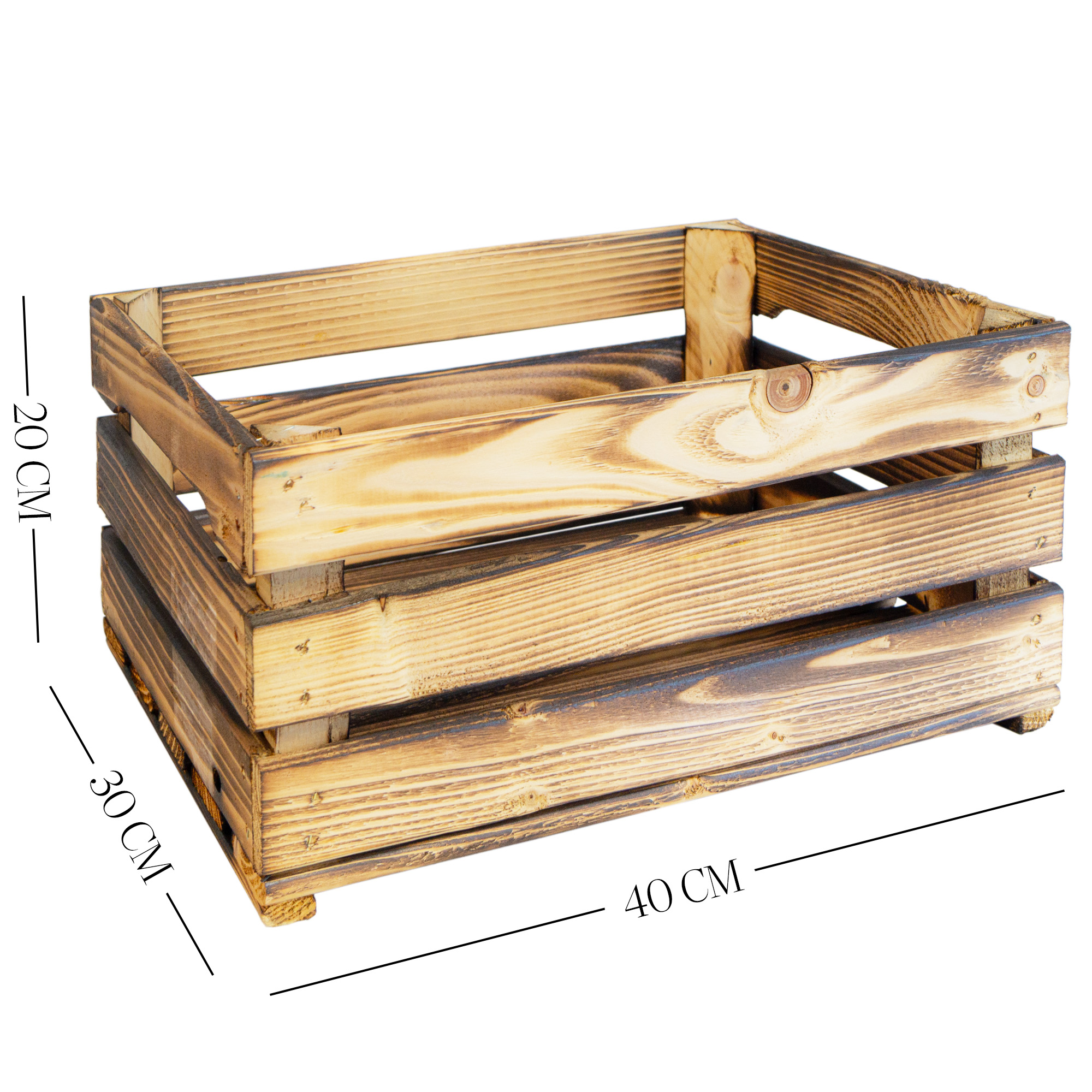 Holzkiste LASSE – Dekorative Aufbewahrungs- und Regalkiste aus Holz in Natur oder geflammt, 40 × 30 × 20 cm Geflammt Holzkiste LASSE – Dekorative Aufbewahrungs- und Regalkiste aus Holz in Natur oder geflammt, 40 × 30 × 20 cm Geflammt