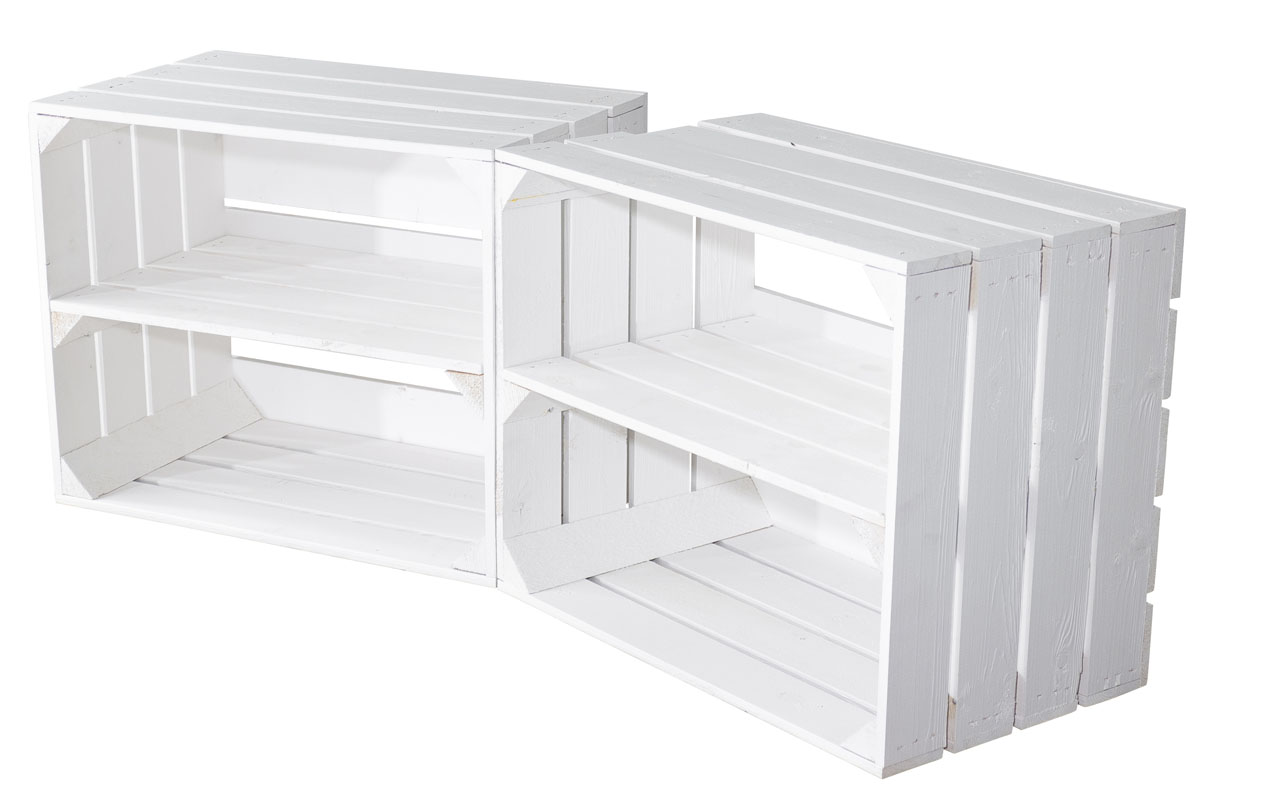 Weiße Kiste als Schuh- und Bücherregal 50x40x30cm