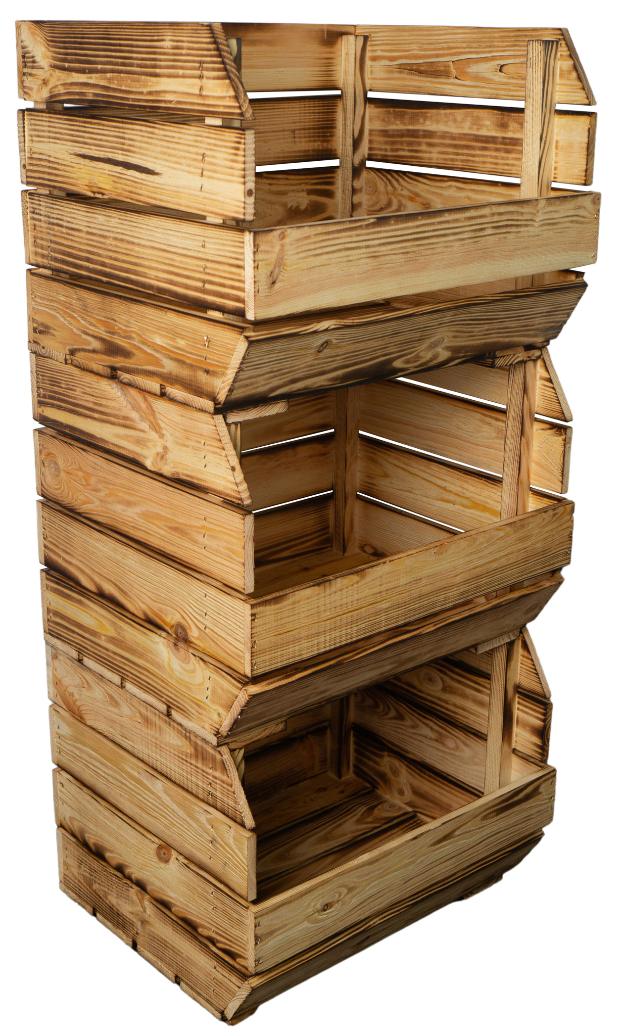 3er Set Küchenregal Olaf 40x33x30 cm in geflammt Gemüsekiste Obsthorde Gemüsekorb Obstschale Holzkiste Obstkiste
