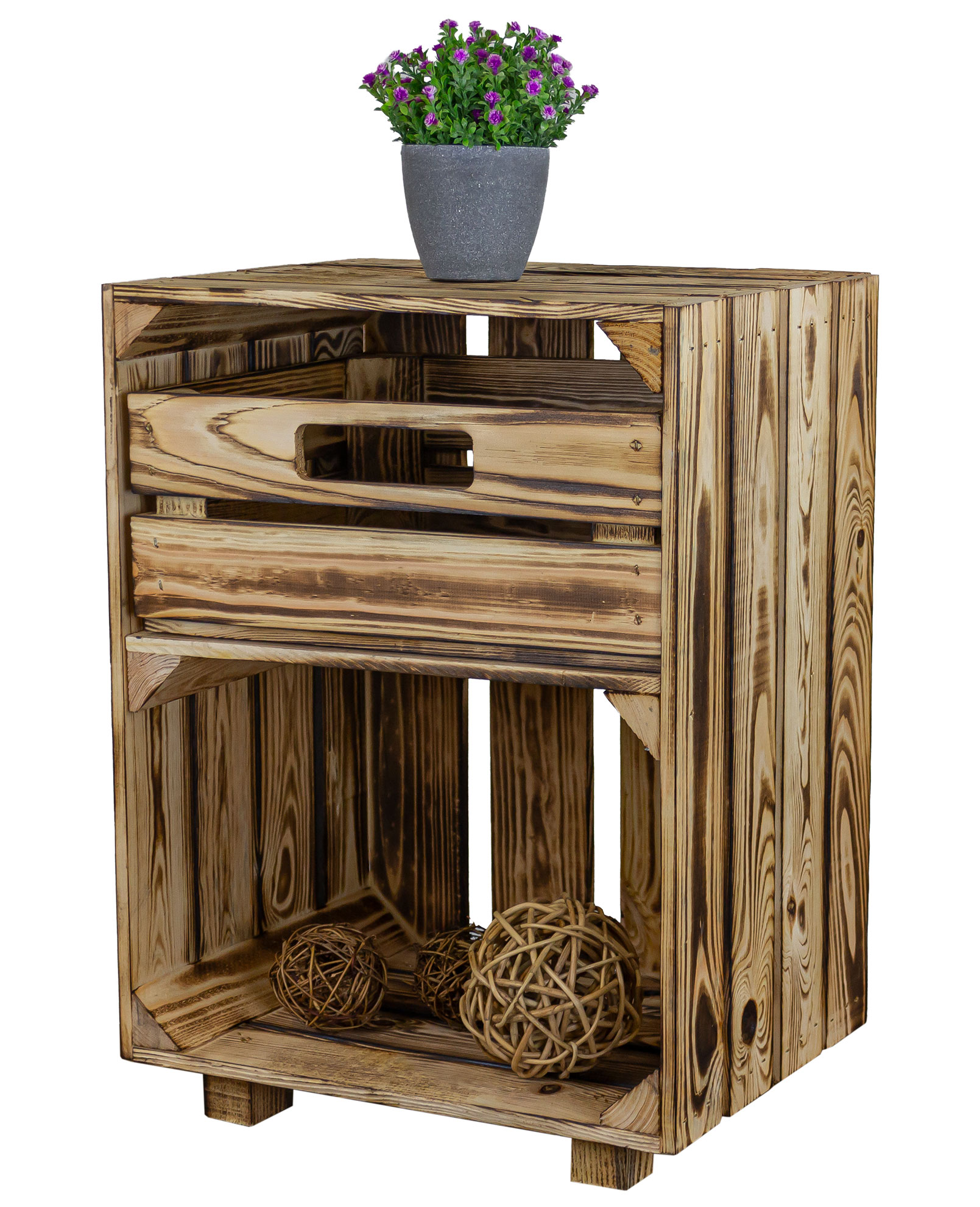 Geflammter Nachttisch mit Schublade 30,5x40x54cm Geflammter Nachttisch mit Schublade 30,5x40x54cm