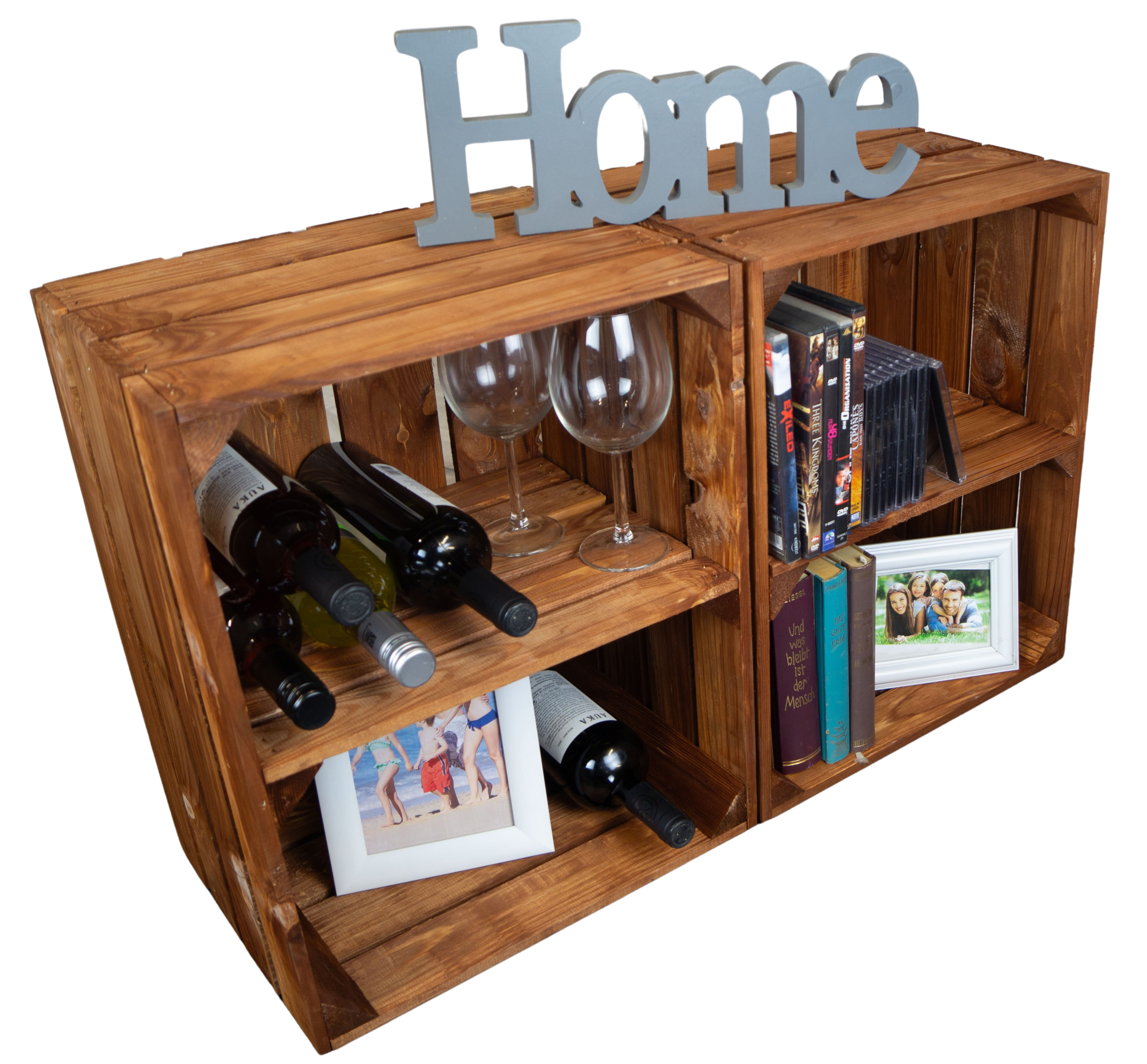 Obstkiste Ocker Quer als Schuh- und Bücherregal 50x40x30cm