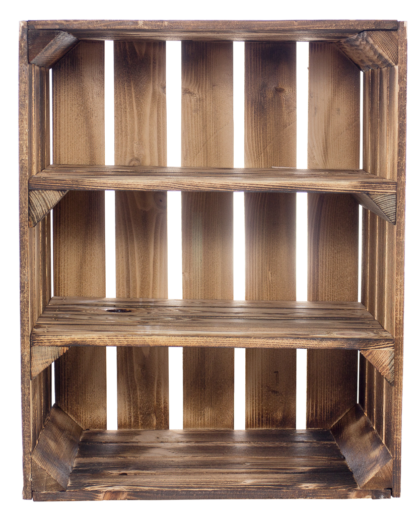 48x Hohe Regalkiste mit 2 Böden *geflammt* 61x50x31cm