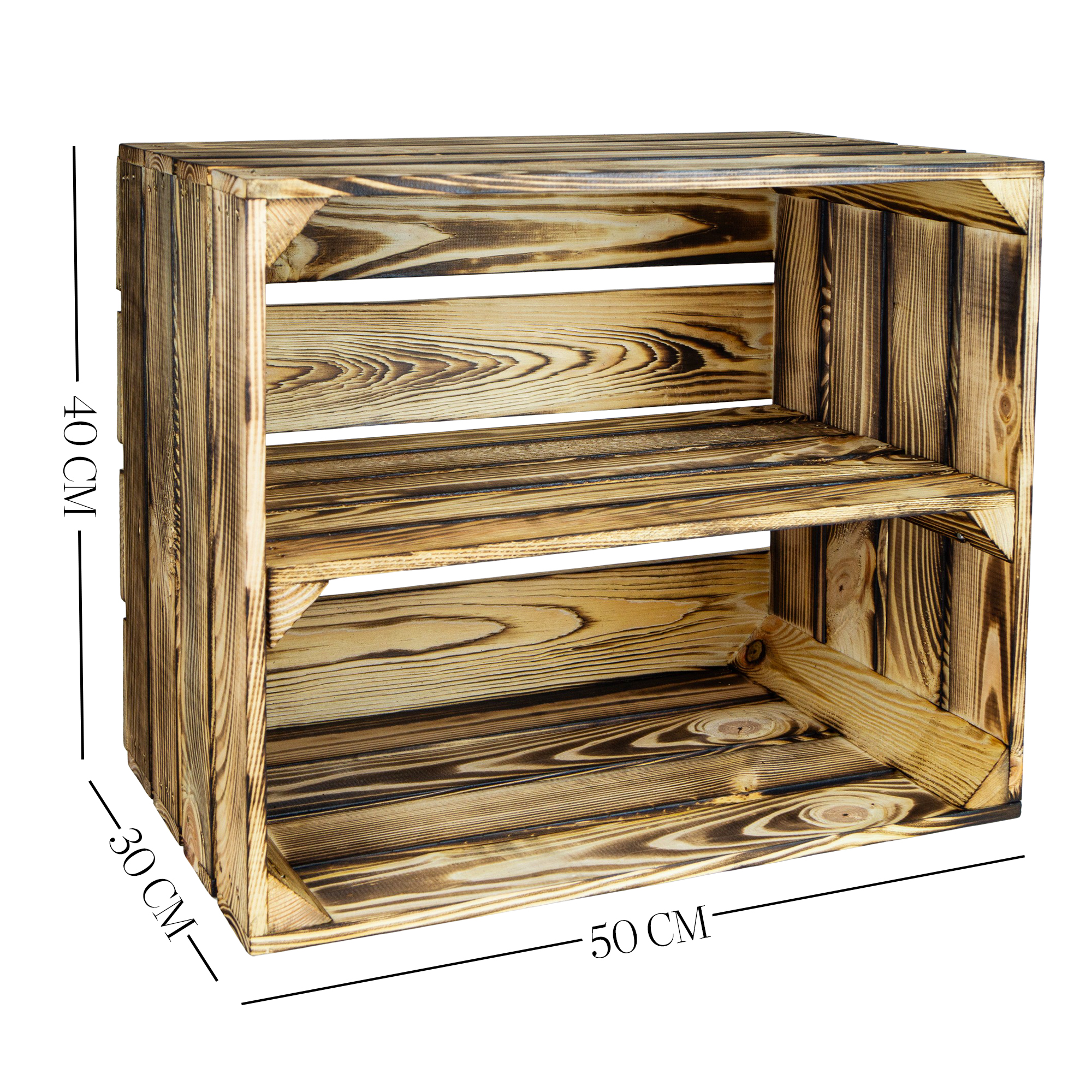 Geflammte Kiste für Schuh-und Bücherregal 50x40x30cm Geflammte Kiste für Schuh-und Bücherregal 50x40x30cm