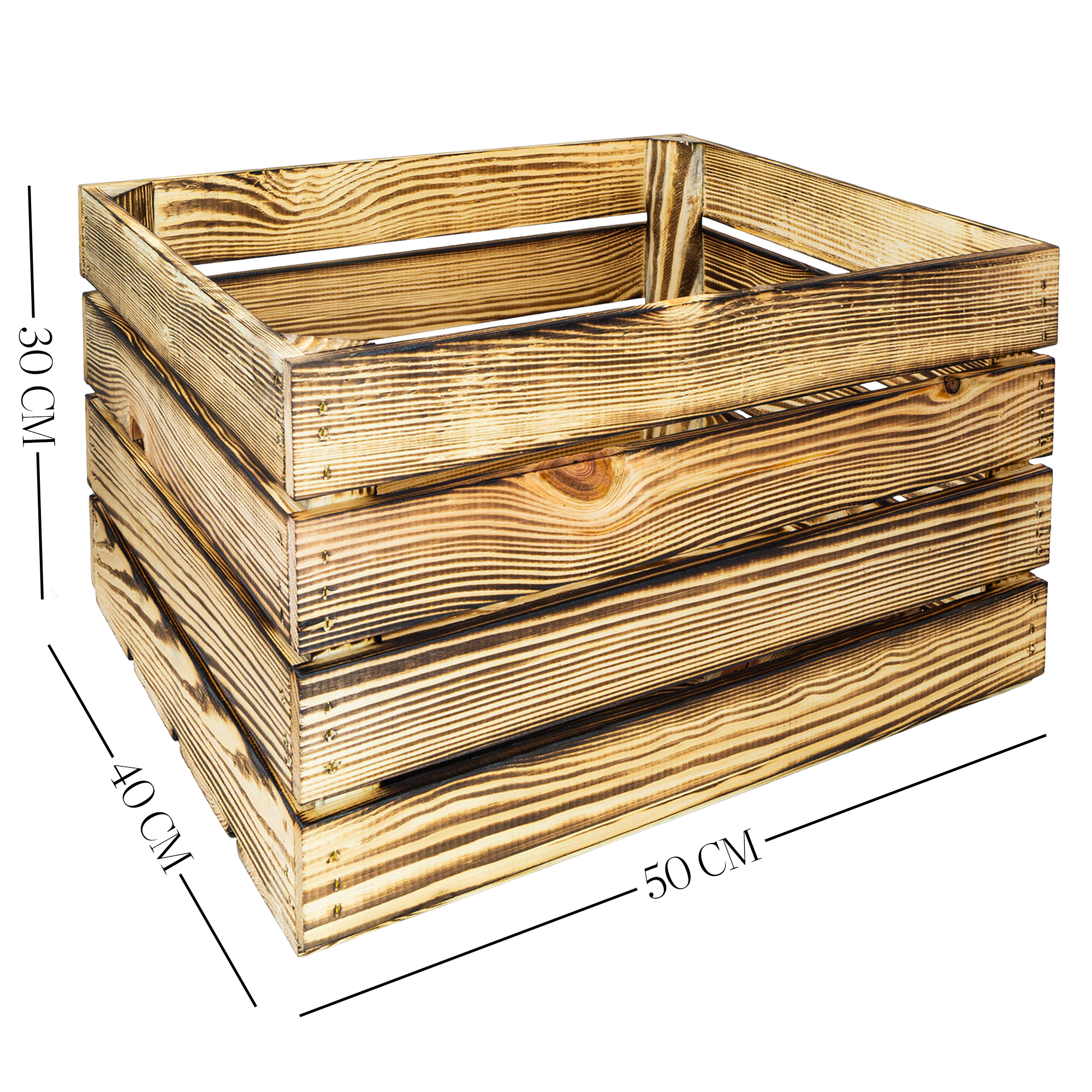 Neue geflammte Apfelkiste im Vintage Design 50x40x30cm