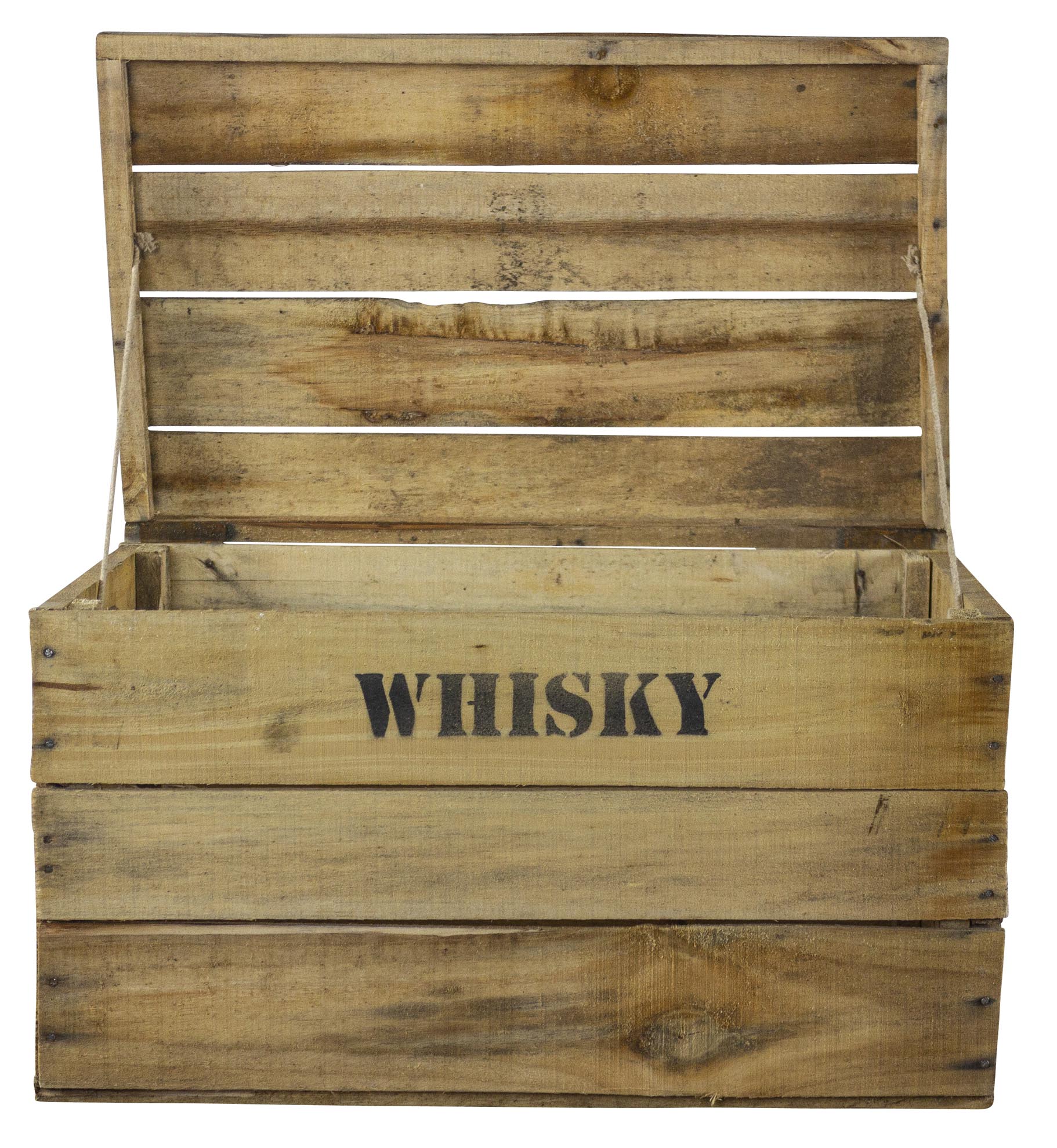 Rustikale Obstkiste mit Deckel und Aufdruck Whisky 50x31x28cm Rustikale Obstkiste mit Deckel und Aufdruck Whisky 50x31x28cm