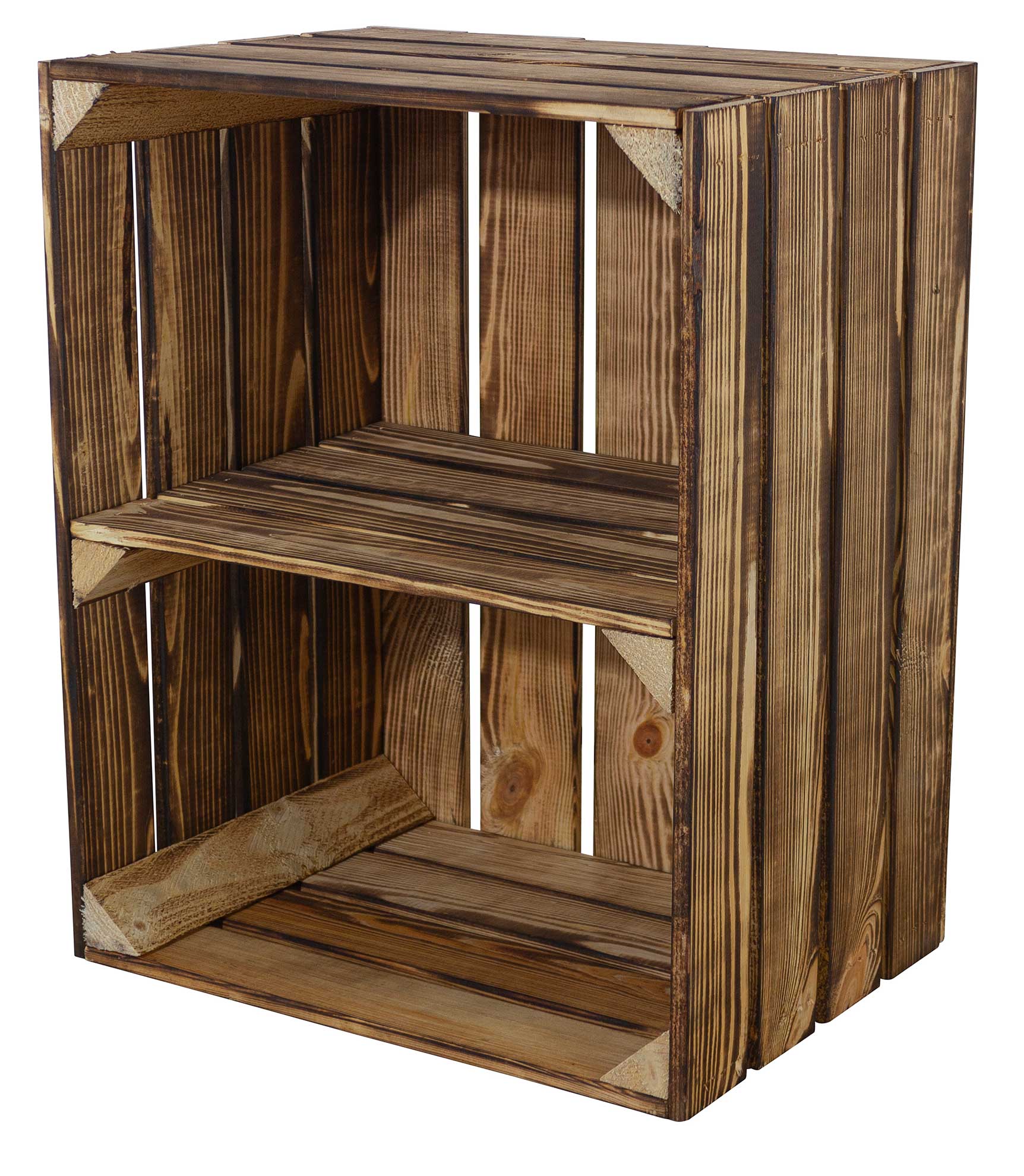 Geflammte Kiste für Schuh-und Bücherregal "quer" 50x40x30cm XXL Minibar aus geflammten Kisten