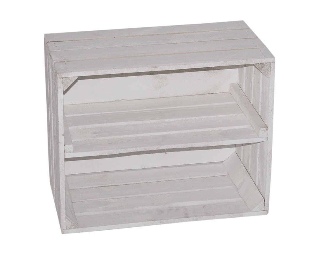Weiße Kiste mit Mittelbrett "längs" 50x40x30cm
