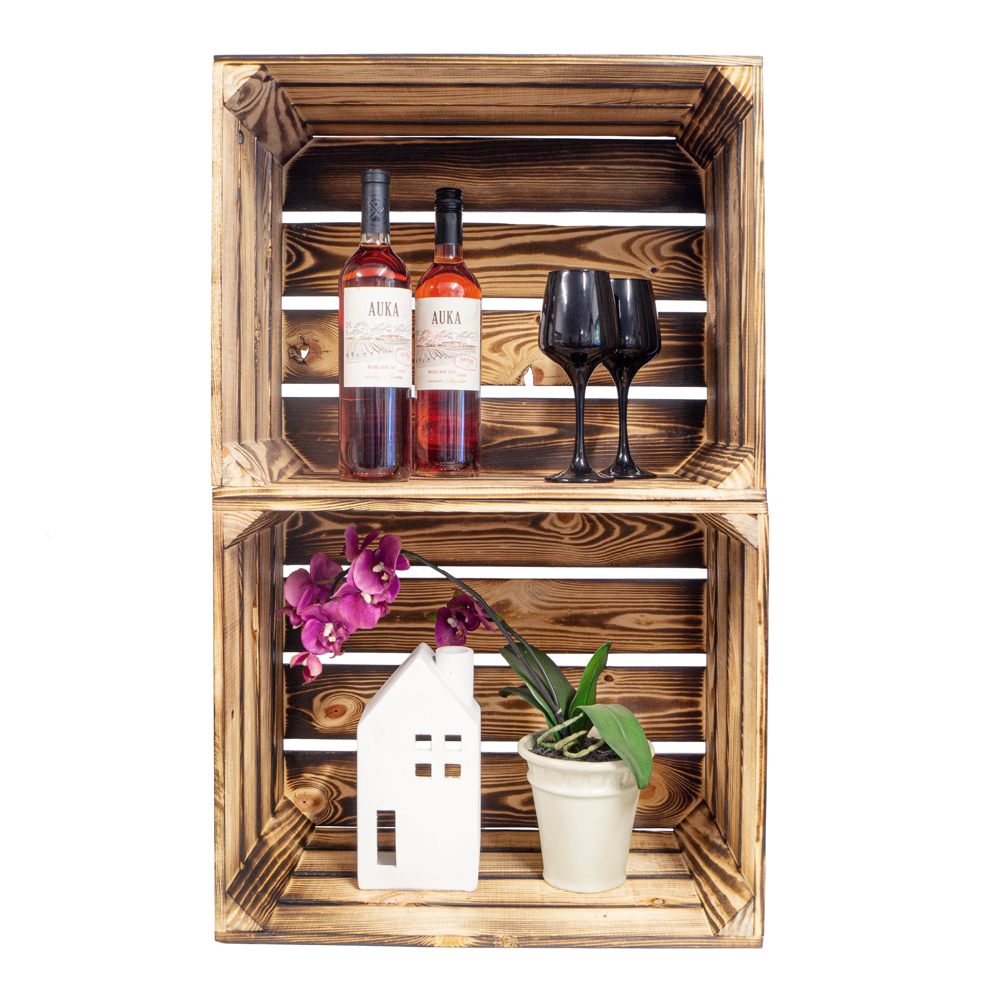 Neue geflammte Apfelkiste im Vintage Design 50x40x30cm