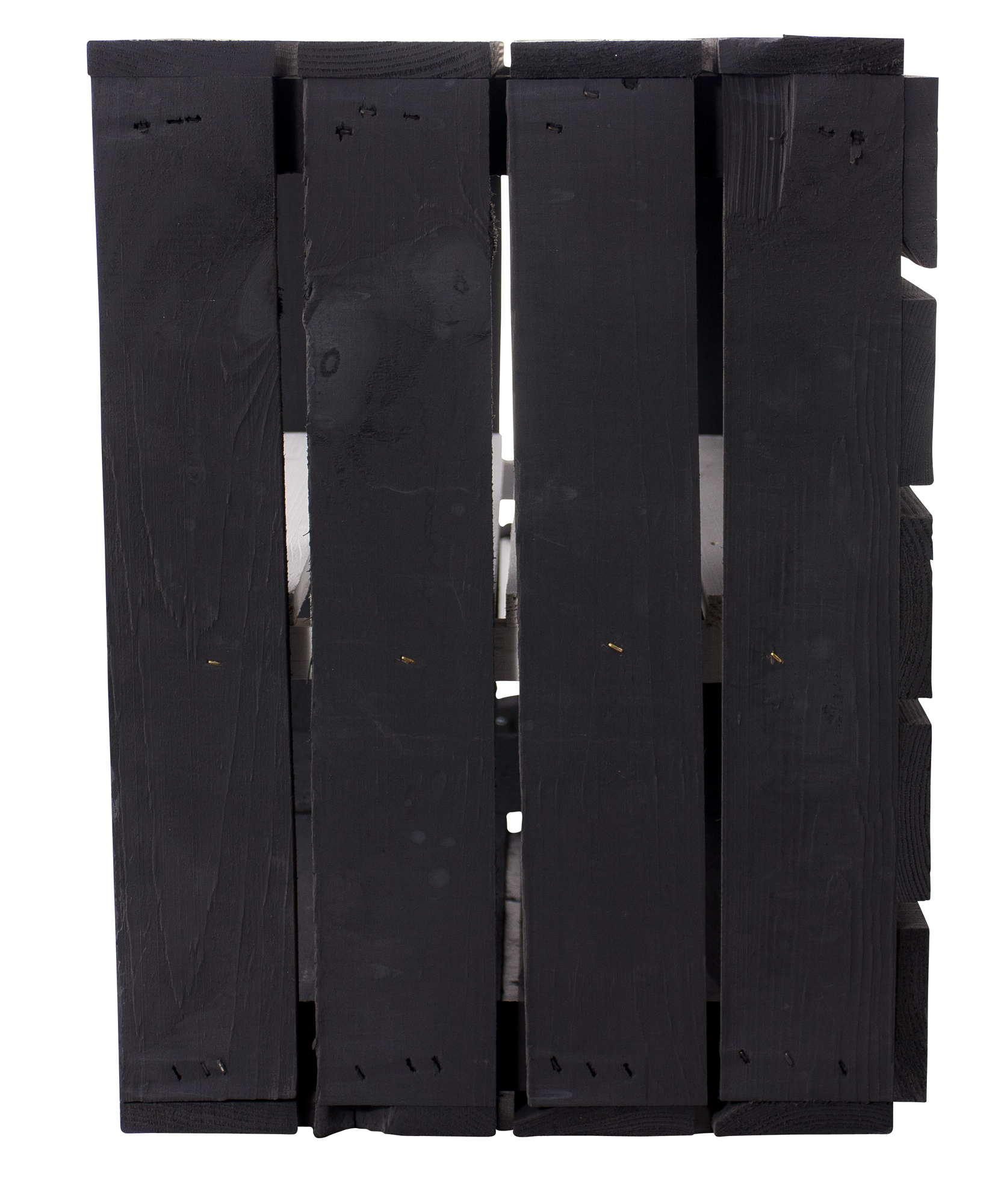 Schwarze Holzkiste mit weißem Mittelbrett -längs- 50x40x30cm Schwarze Holzkiste mit weißem Mittelbrett -längs- 50x40x30cm