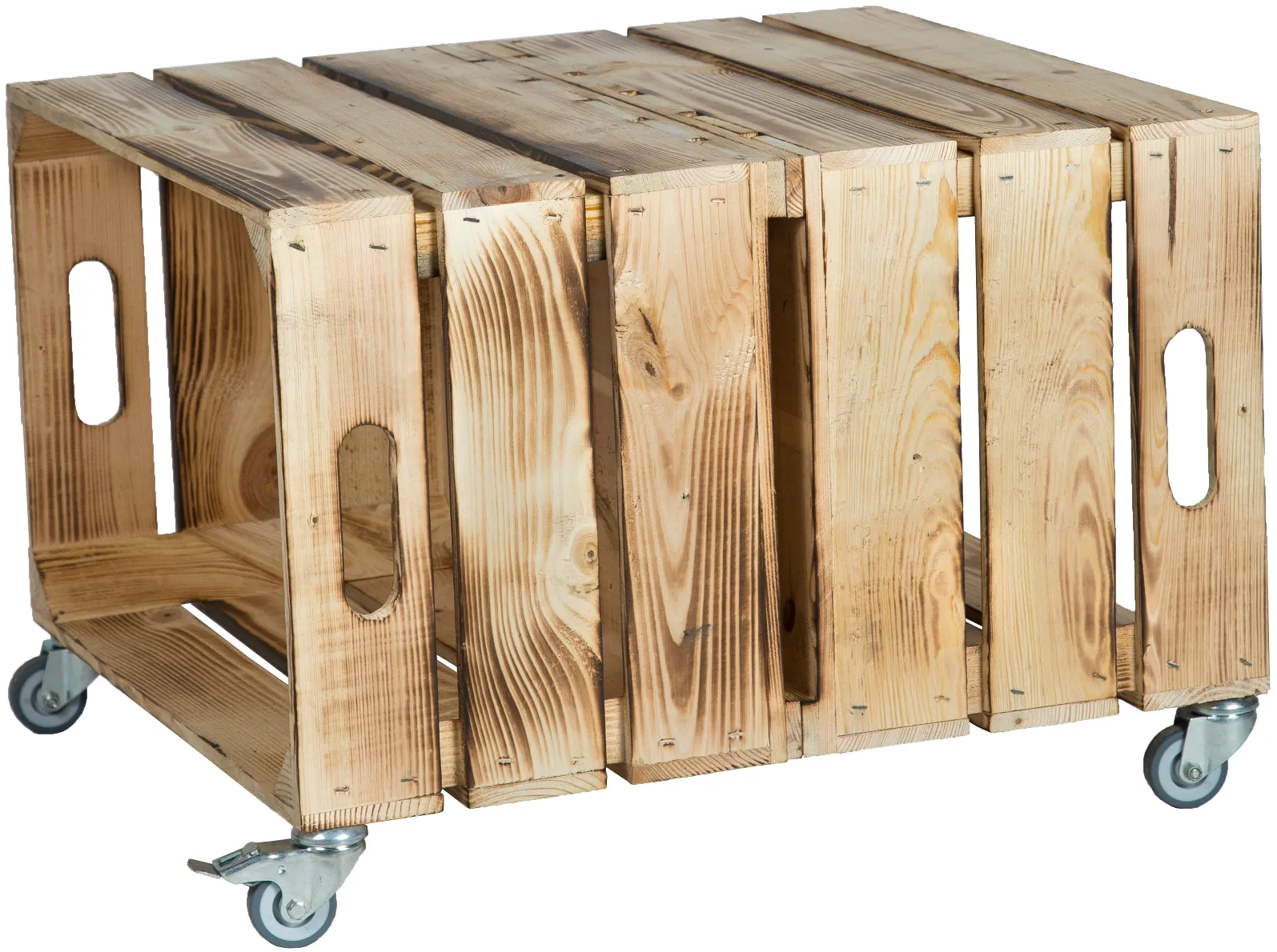 Wohnzimmertisch Beistelltisch Elfriede geflammt inkl. Rollen