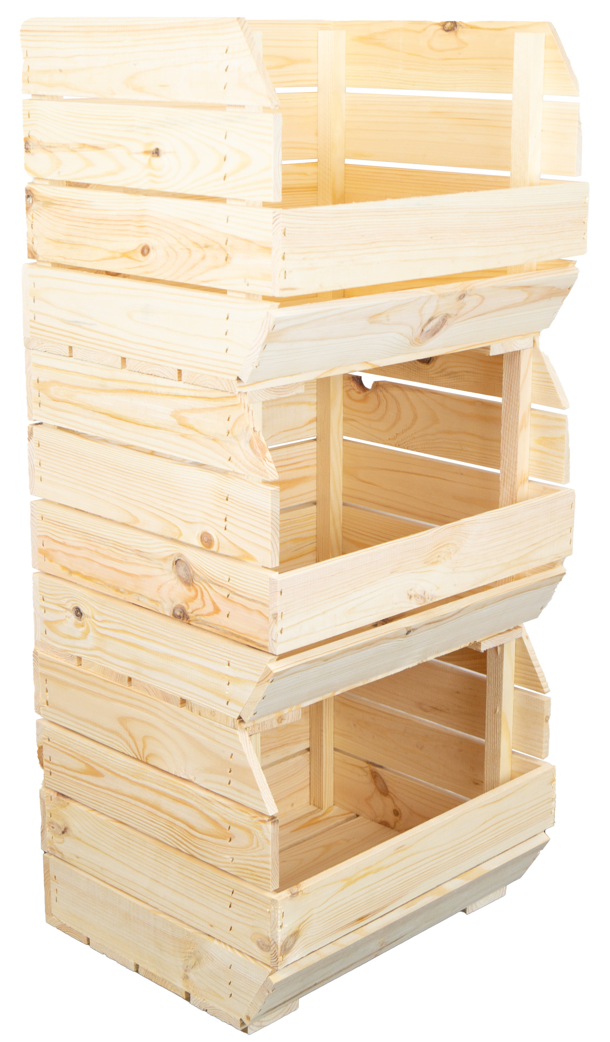 3er Set Küchenregal Olaf 40x33x30 cm in natur Gemüsekiste Obsthorde Gemüsekorb Obstschale Holzkiste Obstkiste