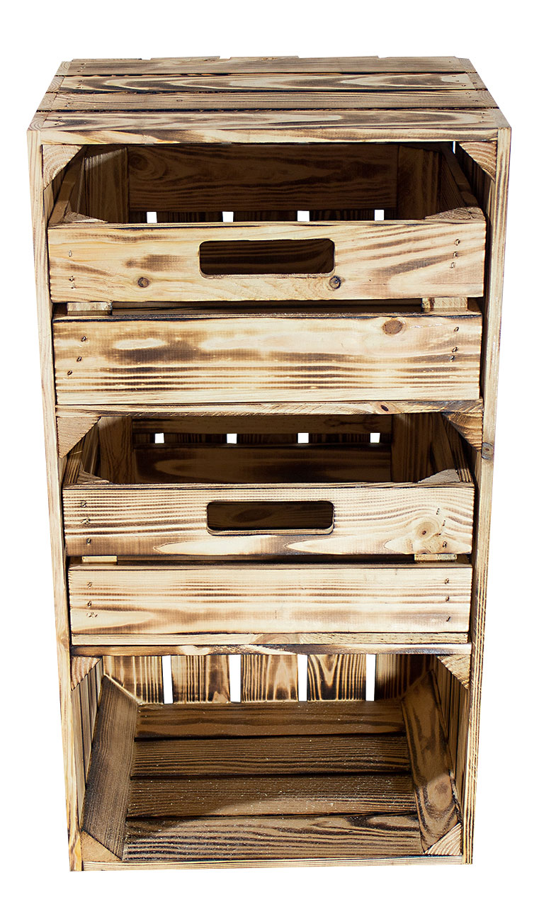 Geflammte schmale Regalkiste mit Schublade 68x40x31cm 2x Geflammte schmale Regalkiste mit Schublade