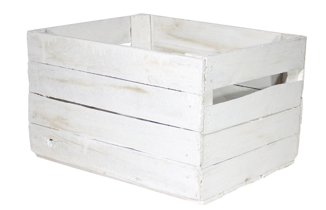 4x *B-Ware* Alte weiße Holzkiste 50x40x30cm