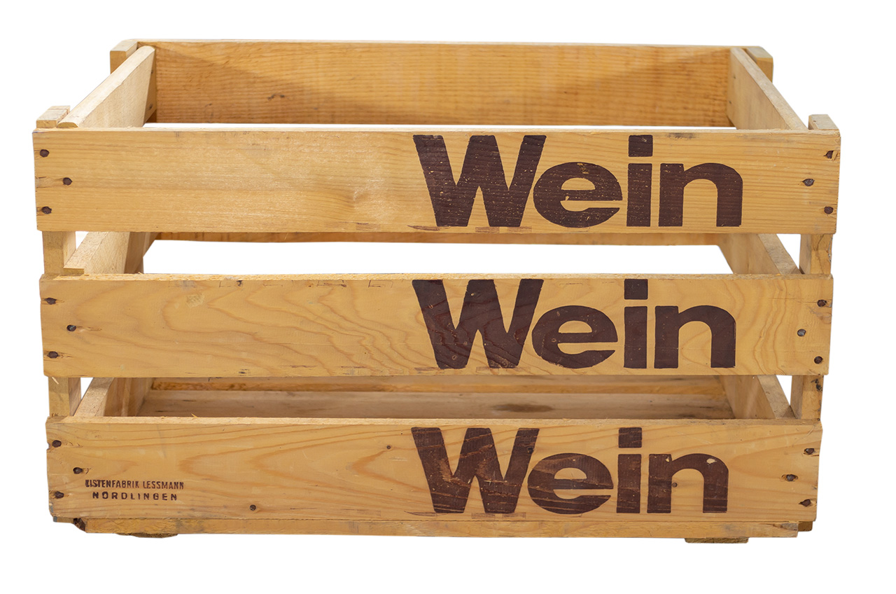 Helle Badische Weinkiste "Wein Wein Wein" 50x35x28 cm