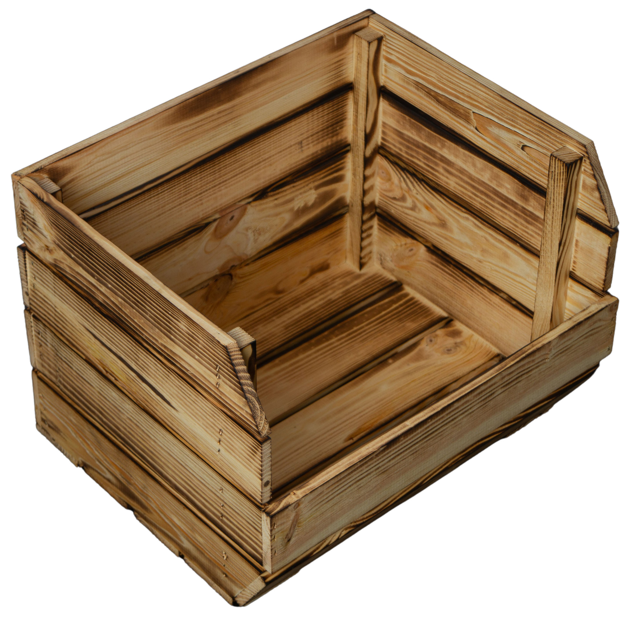 3er Set Küchenregal Olaf 40x33x30 cm in geflammt Gemüsekiste Obsthorde Gemüsekorb Obstschale Holzkiste Obstkiste