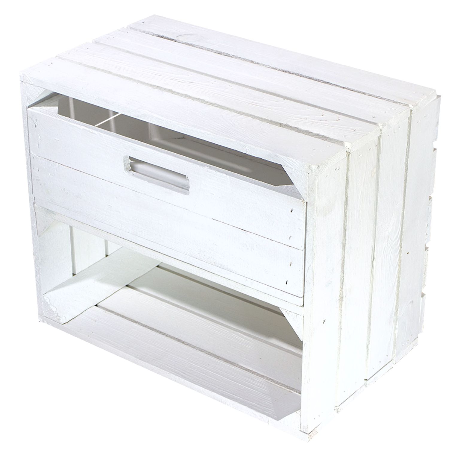 Weiße Kiste mit Schublade 50x40x30cm