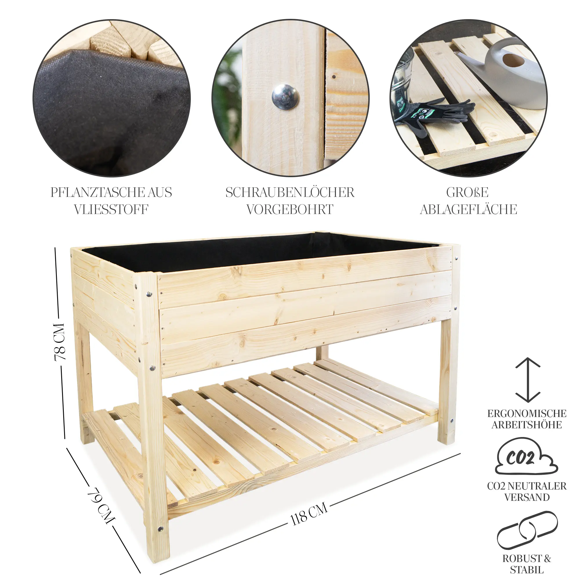 Hochbeet XL 118x79x78cm Natur Hochbeet XL 118x79x78cm Natur