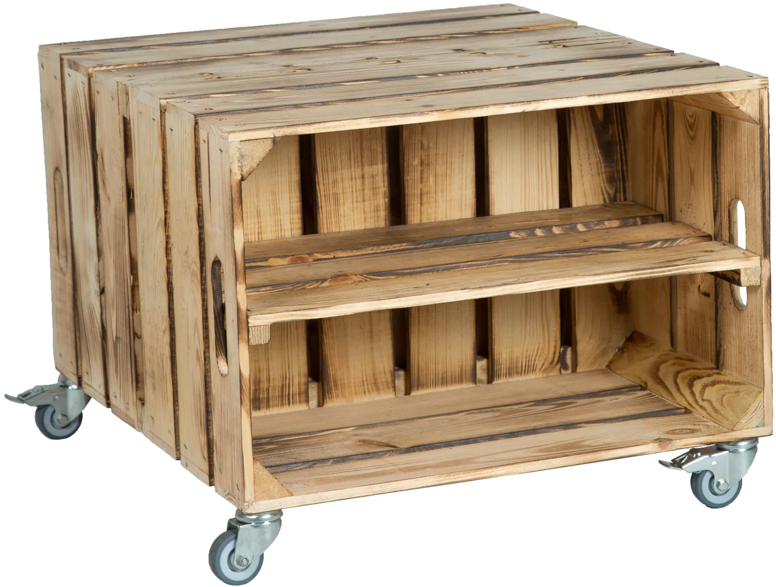 Wohnzimmertisch Beistelltisch Elfriede geflammt inkl. Rollen