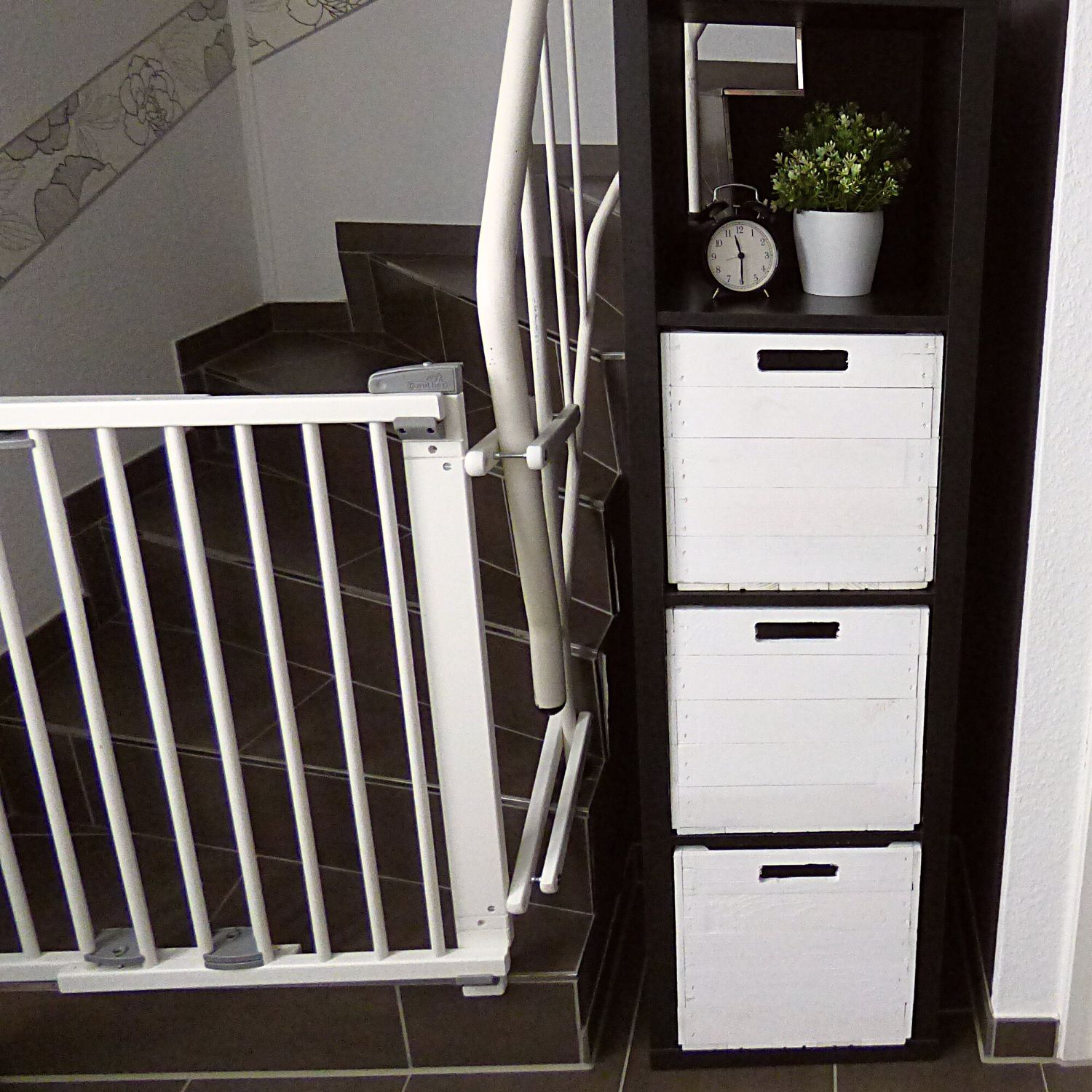 Holzkiste "weiß" für Kallax Regale 33x37,5x32,5cm Aufbewahrungskiste Weiß mit türkisem Anker