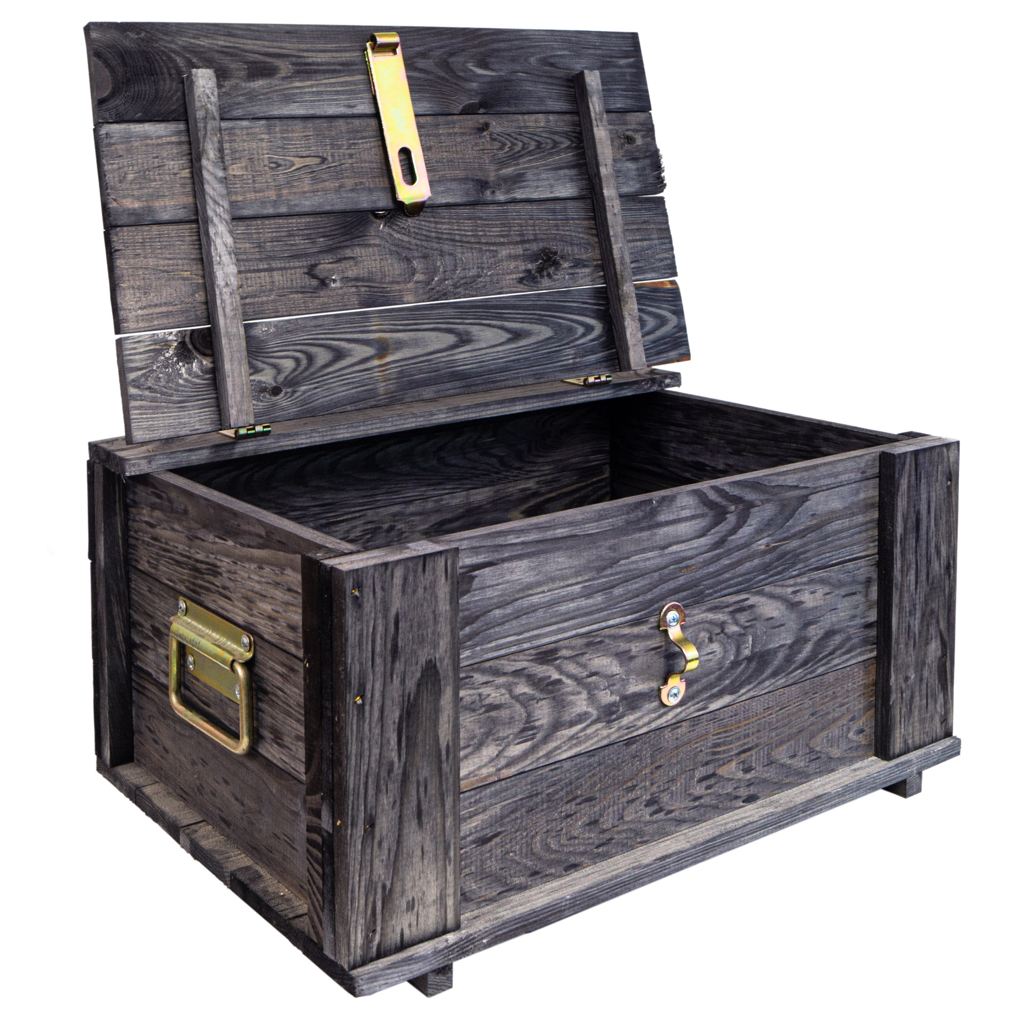 3_Hugo_schwarz_offen.jpg Truhe Hugo Vintage schwarz mit Deckel 50 x 36 x 26cm
